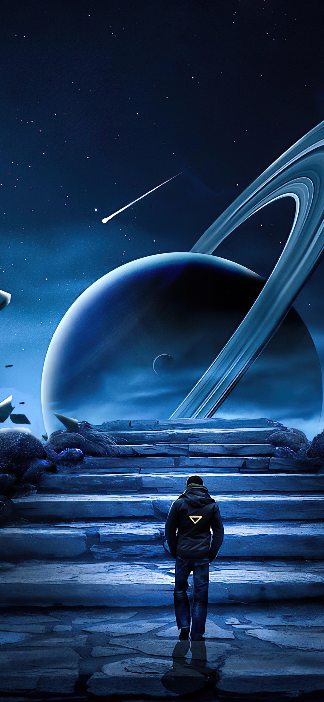 Astronauta en Saturno, Ambiente, Arte, Objeto Astronómico, Medianoche. Wallpaper in 1125x2436 Resolution