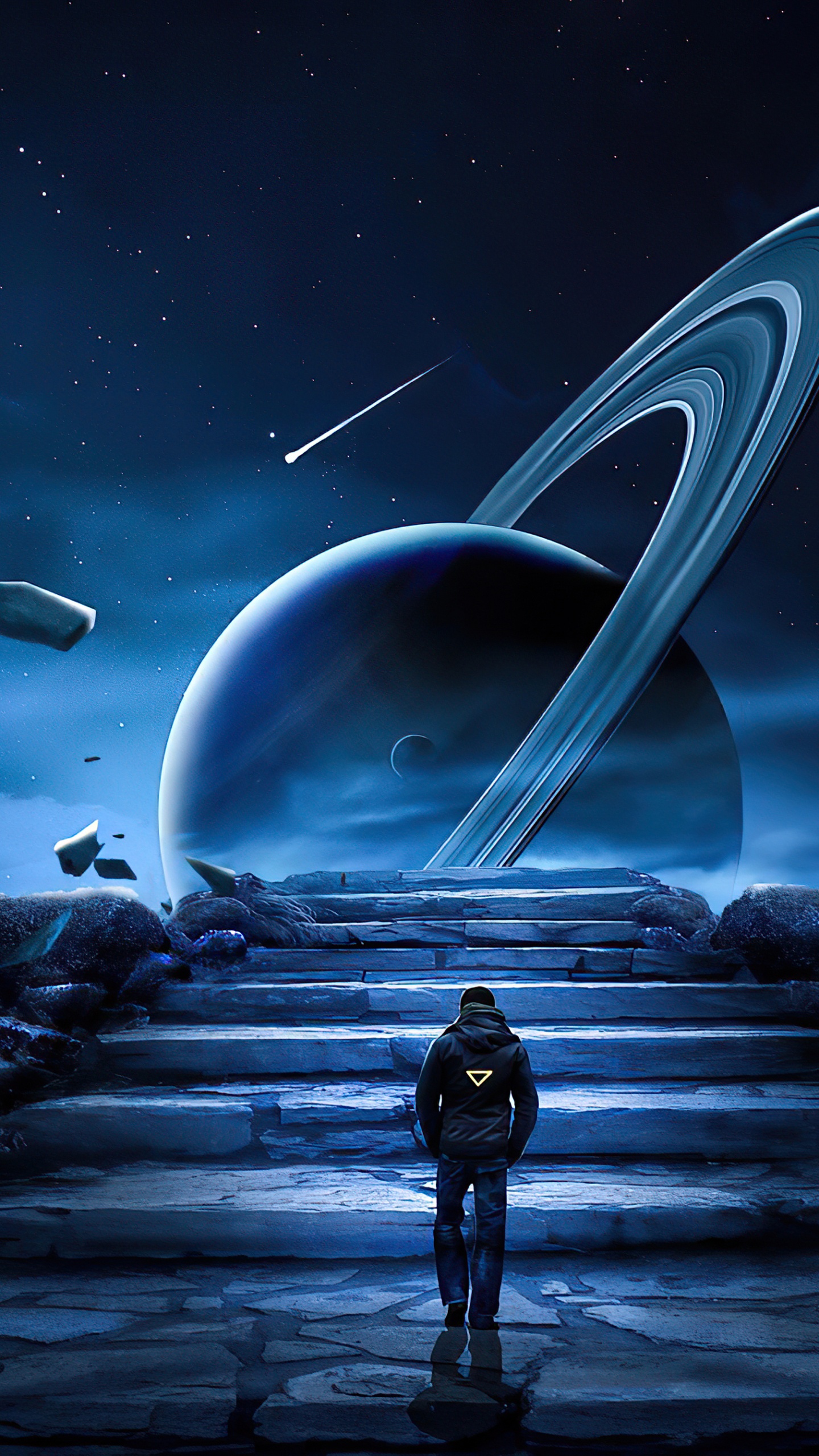 Astronaute Sur Saturne, Atmosphère, Art, Objet Astronomique, Minuit. Wallpaper in 1440x2560 Resolution