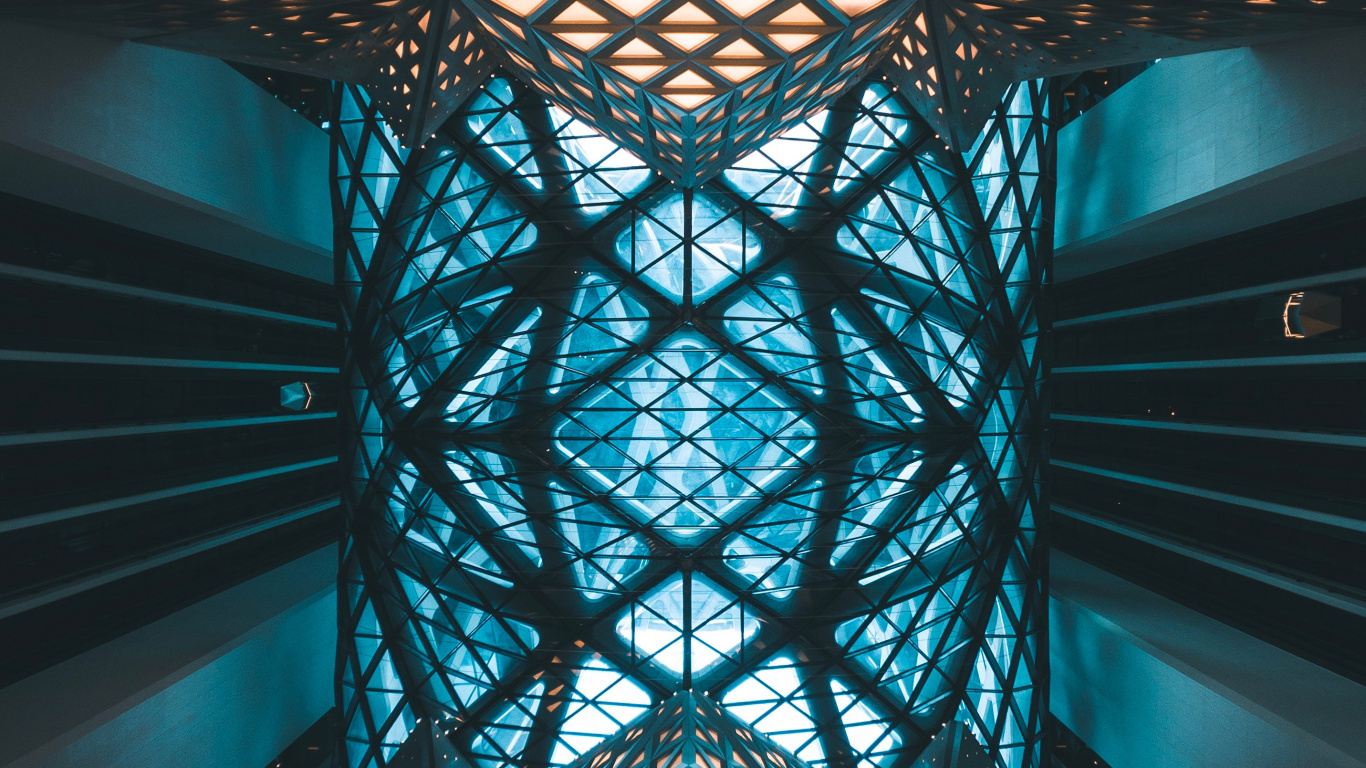 Techo de Cristal Con Marco de Metal Negro. Wallpaper in 1366x768 Resolution