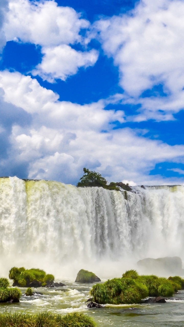Waterfalls Under Blue Sky and White Clouds During Daytime. Wallpaper in 720x1280 Resolution