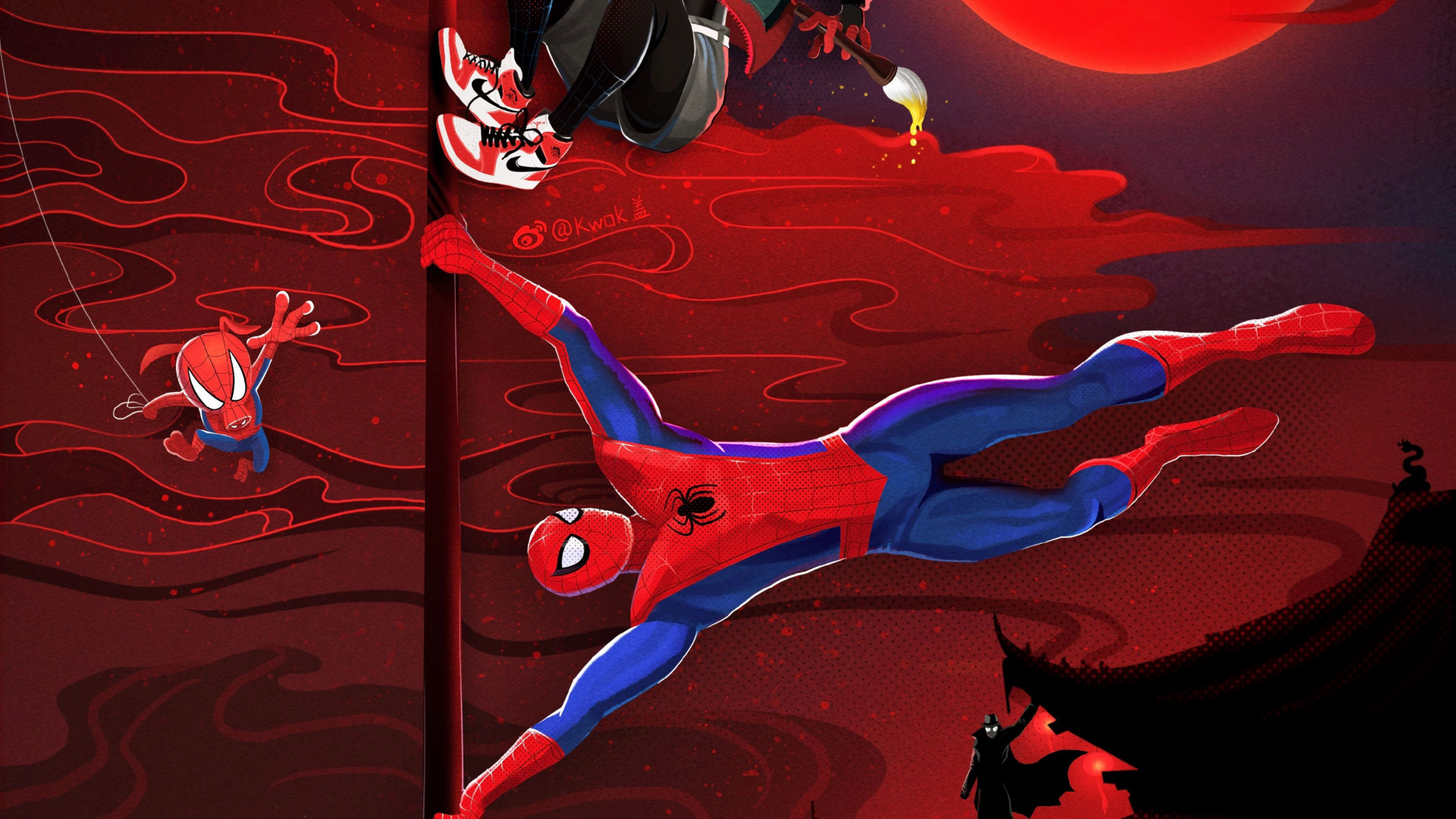 Illustration de Dragon Rouge et Bleu. Wallpaper in 1920x1080 Resolution