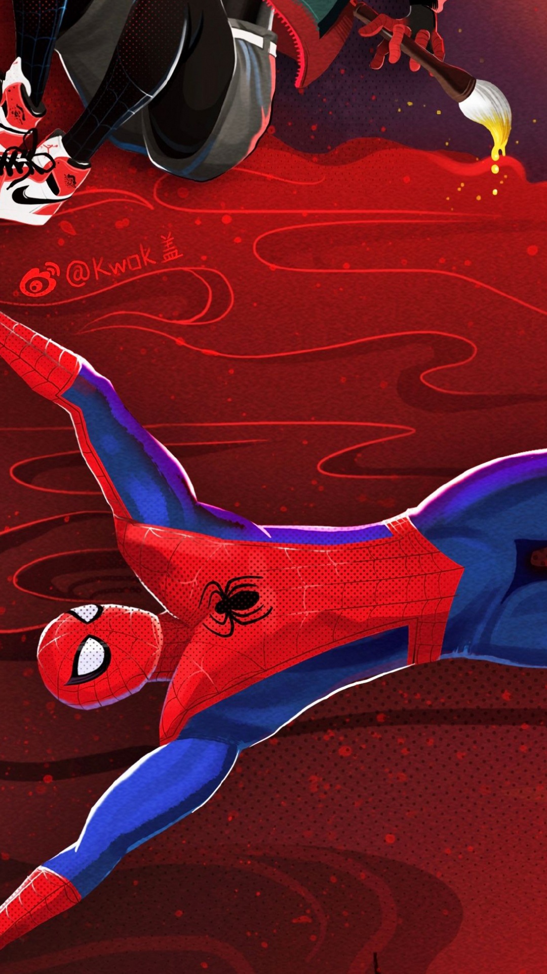 Rote Und Blaue Drachenillustration. Wallpaper in 1080x1920 Resolution