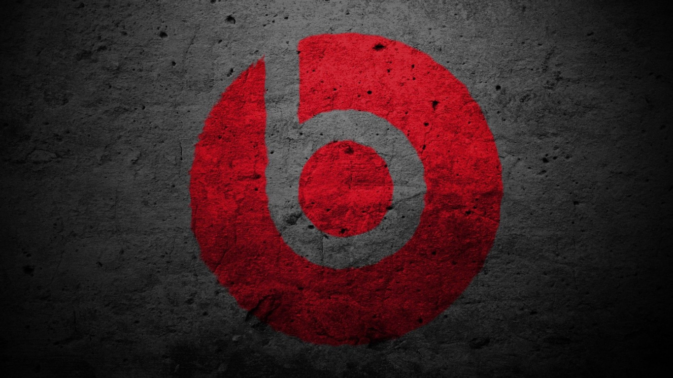 Logo, Red, Circle, Graphics, Beats Electronics. Wallpaper in 1366x768 Resolution