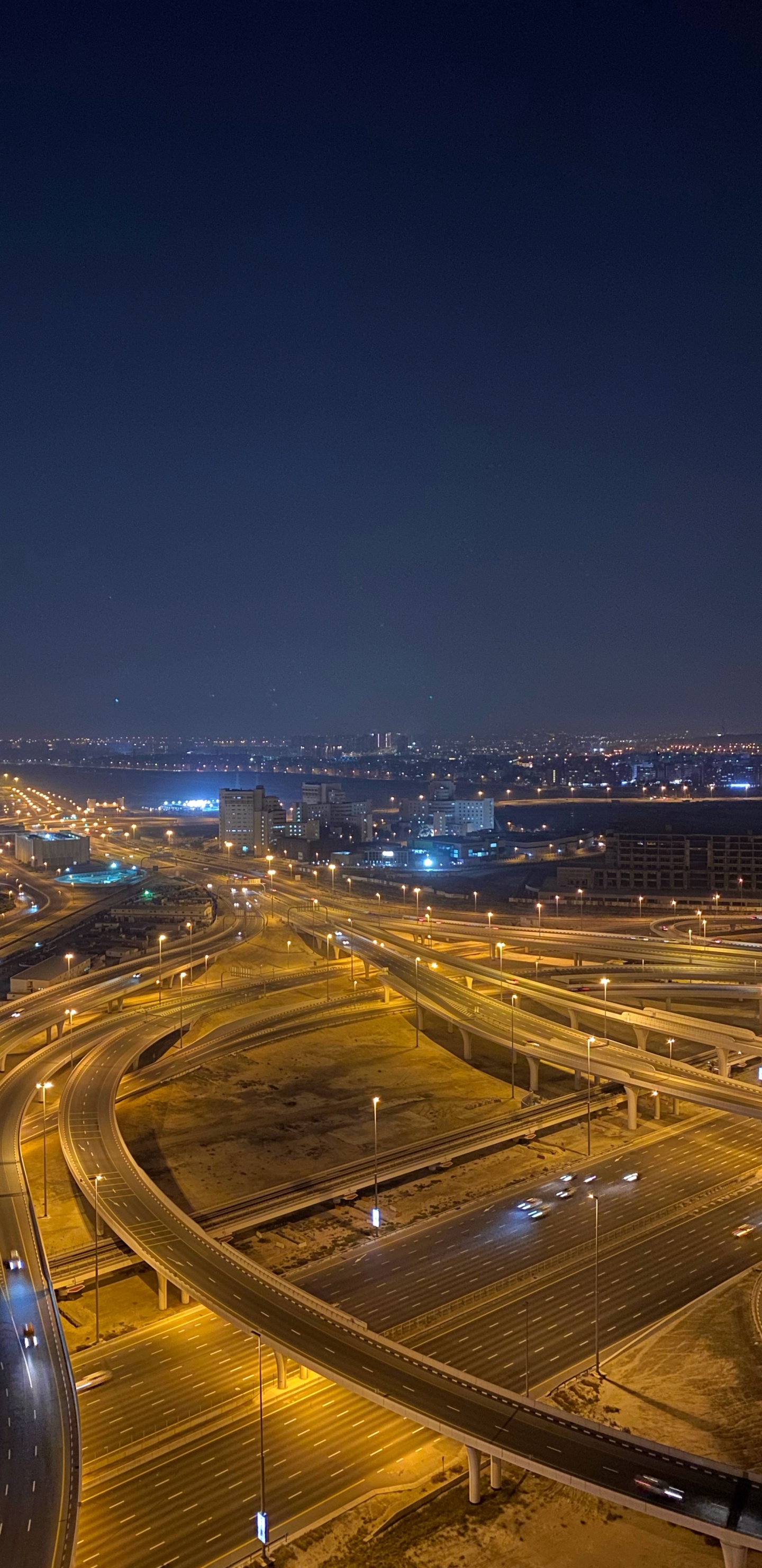Dubaï, Route, Nuit, Zone Urbaine, Infrastructure. Wallpaper in 1440x2960 Resolution