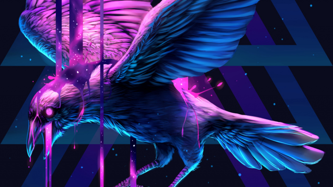 Illustration D'oiseau Violet et Bleu. Wallpaper in 1280x720 Resolution