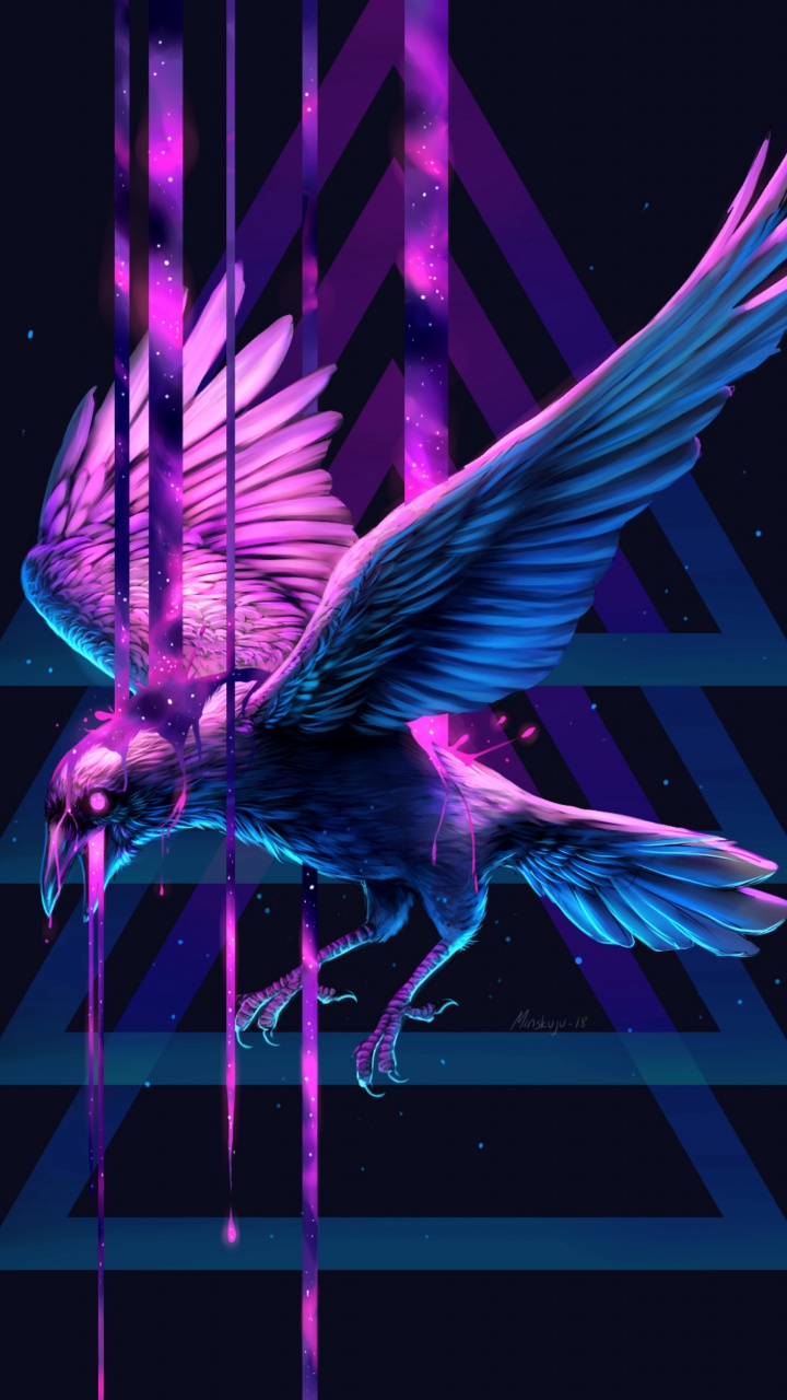 Illustration D'oiseau Violet et Bleu. Wallpaper in 720x1280 Resolution