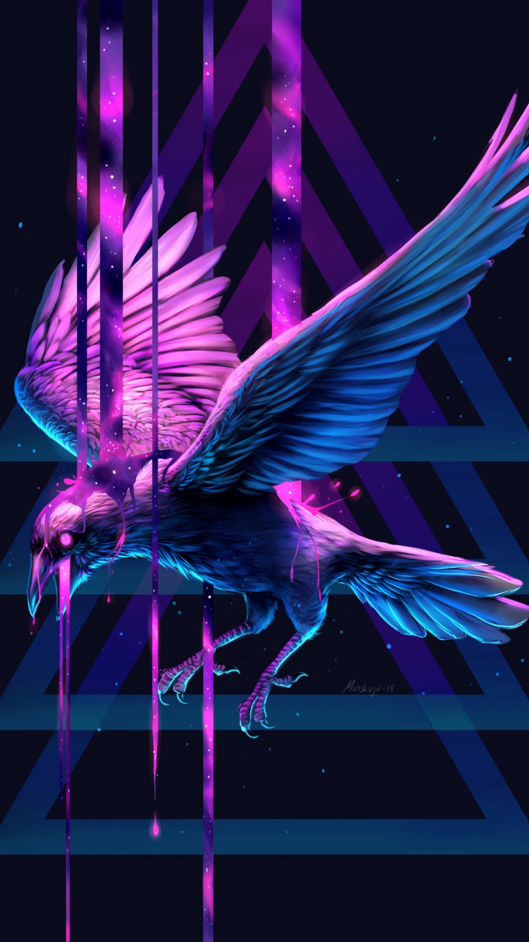 Ilustración de Pájaro Púrpura y Azul. Wallpaper in 1080x1920 Resolution