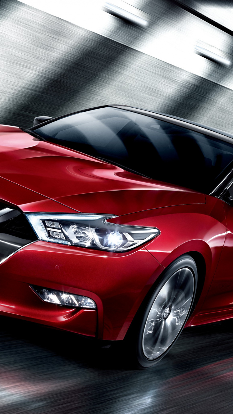 Mercedes Benz Coupe Rojo en Una Carretera Gris. Wallpaper in 750x1334 Resolution