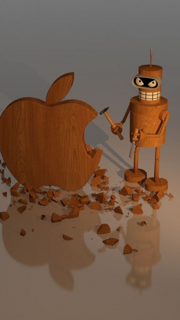 Apple, Kunst, Äpfeln, Kreative Kunst, Holz. Wallpaper in 720x1280 Resolution