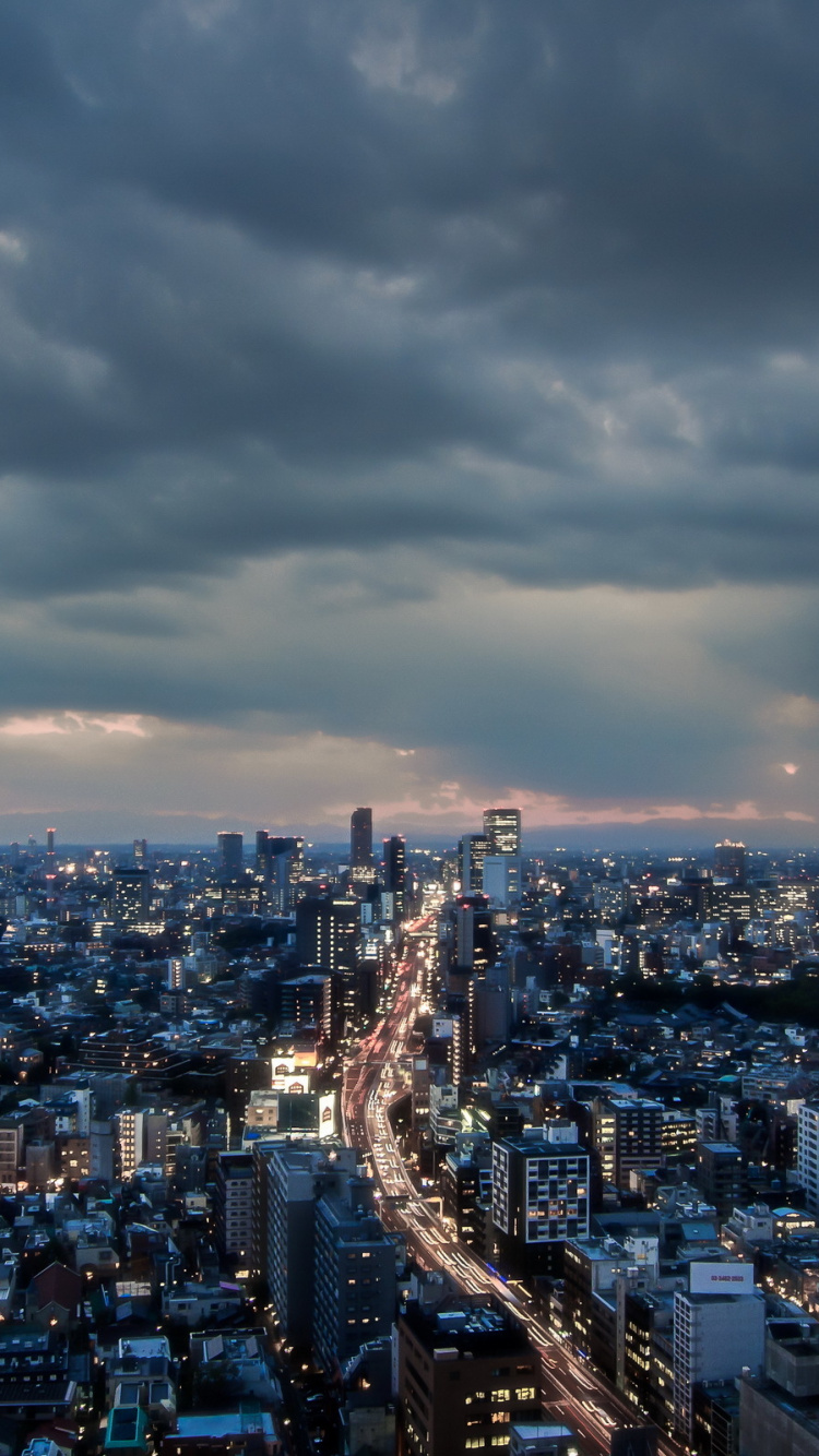 Ville Avec Des Immeubles de Grande Hauteur Sous Des Nuages Gris Pendant la Journée. Wallpaper in 750x1334 Resolution