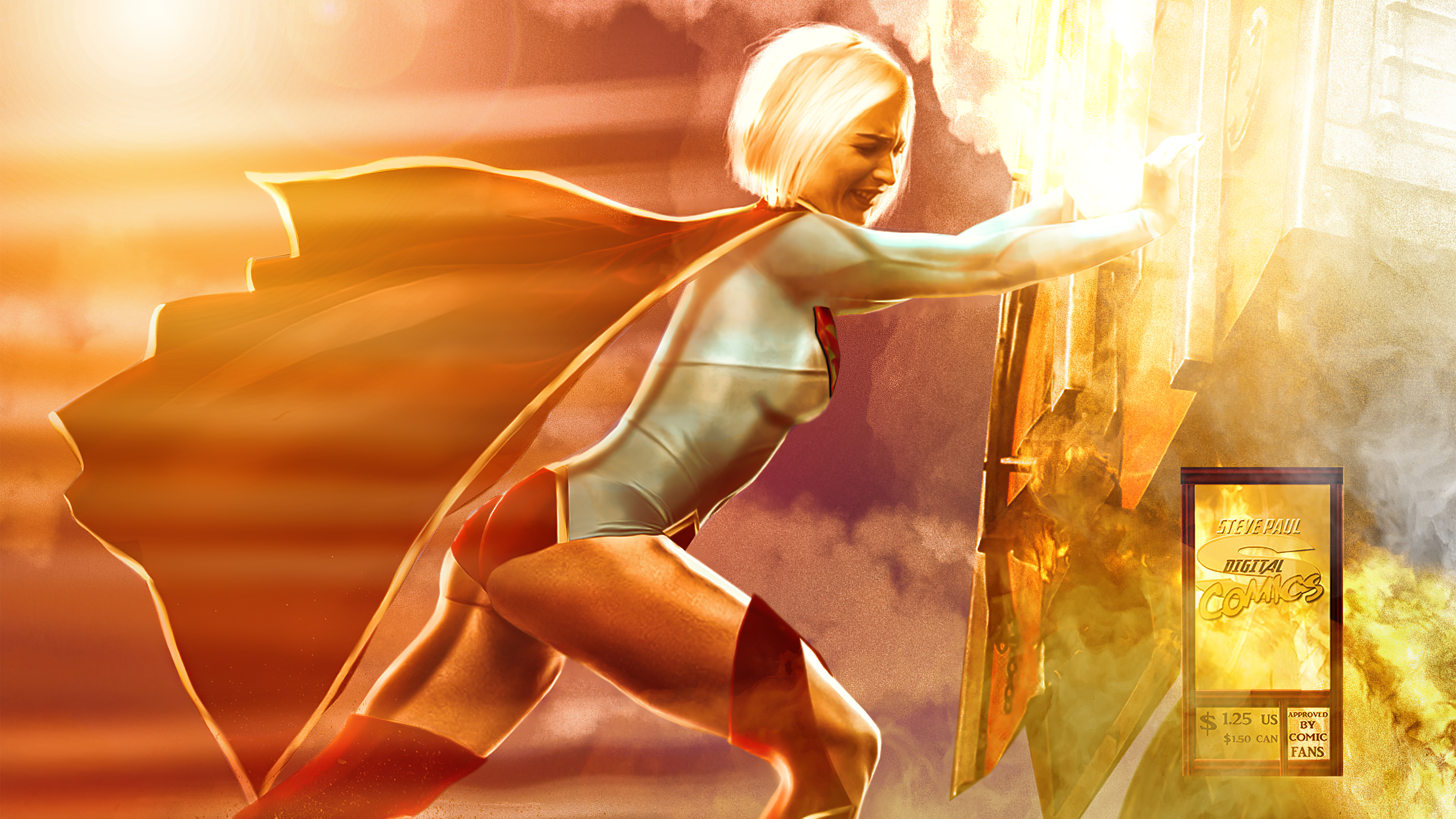 Woman in White Tank Top and Blue Shorts Illustration. Wallpaper in 3840x2160 Resolution