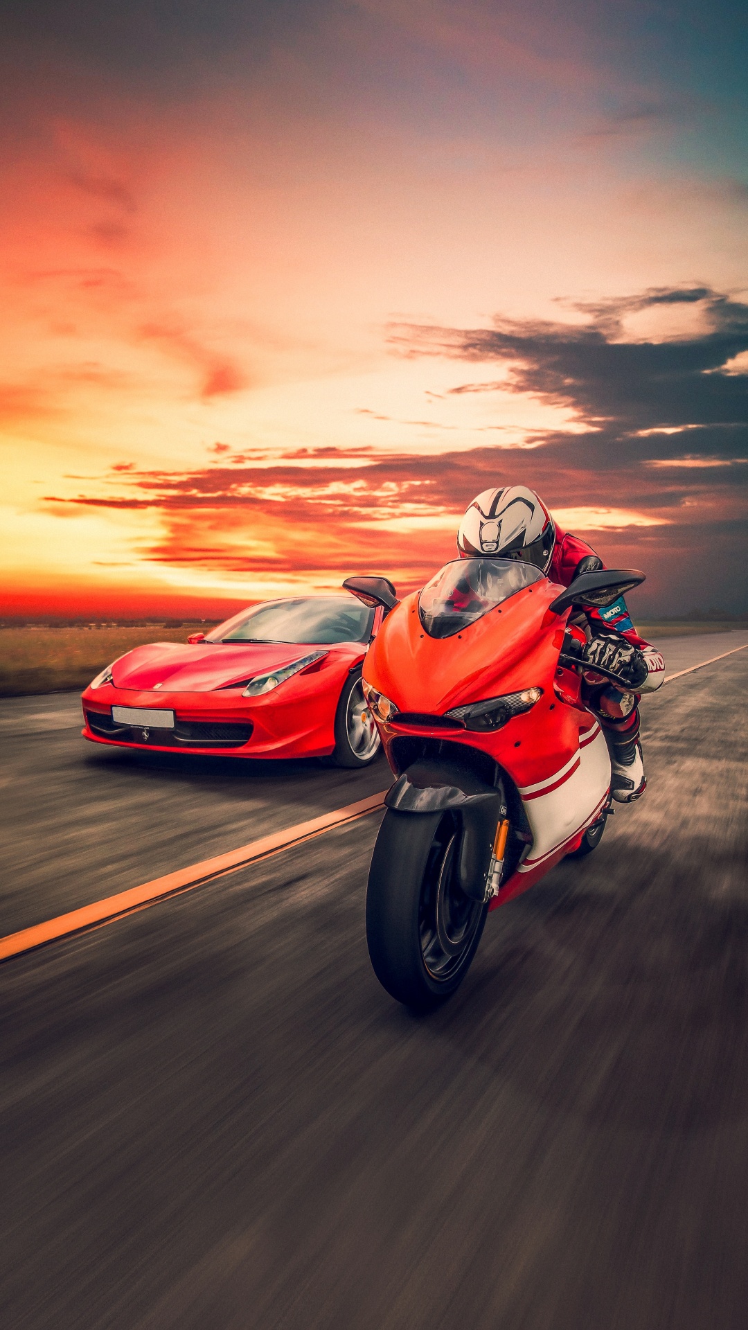 Car, Ducati, Motorrad, Tire, Cloud. Wallpaper in 1080x1920 Resolution