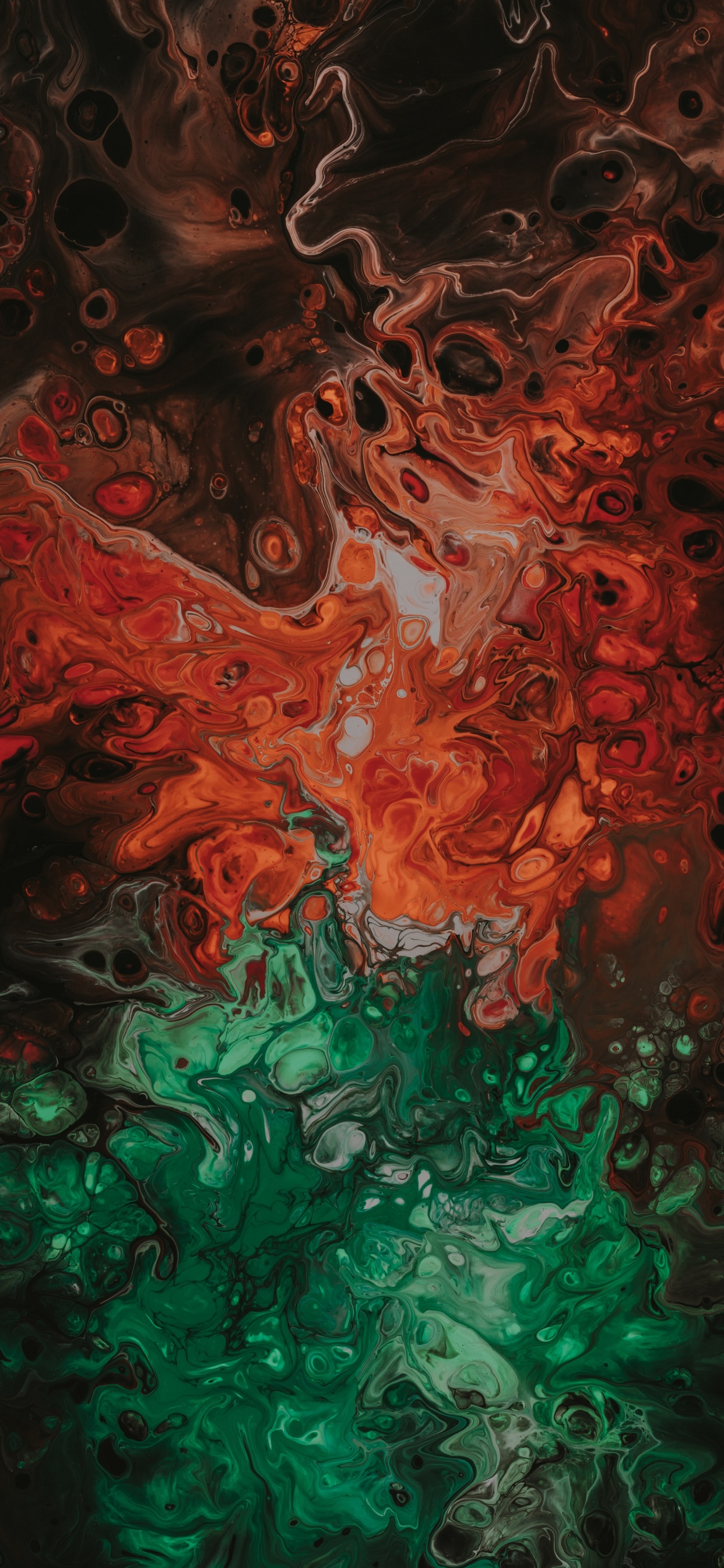 Red Green and Black Abstract Painting. Wallpaper in 1242x2688 Resolution