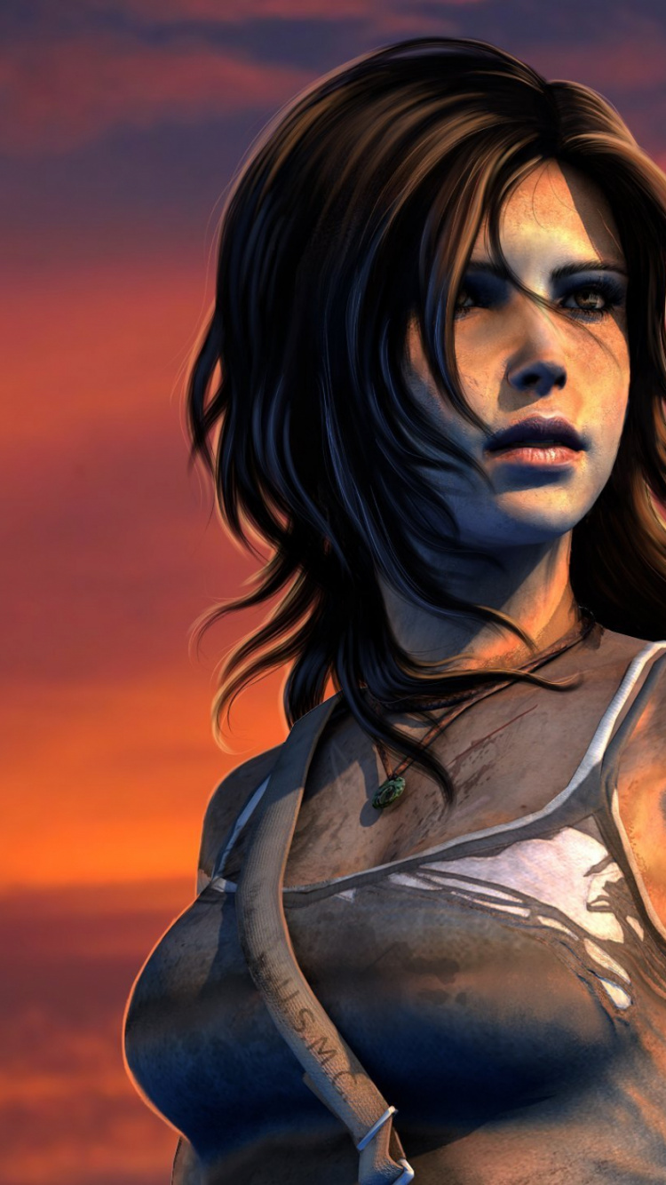 Lara Croft, Tomb Raider, Long Hair, Woman Warrior, Muscle. Wallpaper in 750x1334 Resolution