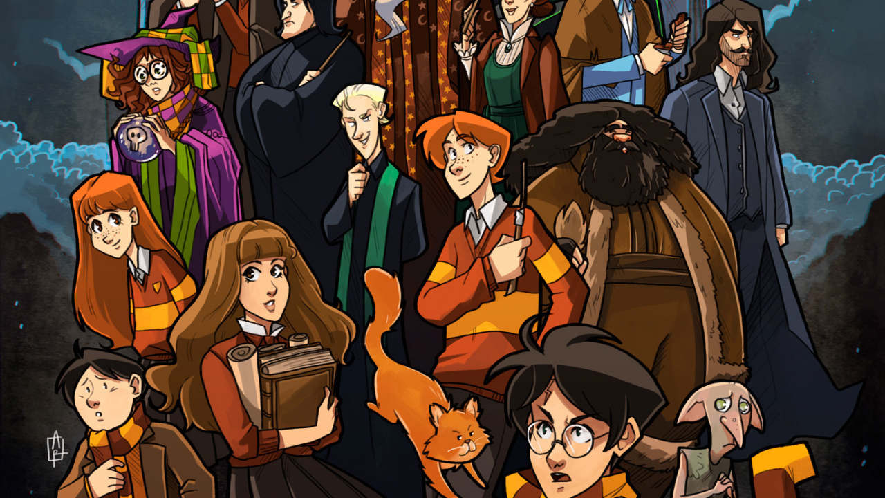 Harry Potter, El Profesor Severus Snape, Ron Weasley, Luna Lovegood, Angelina Johnson. Wallpaper in 1280x720 Resolution