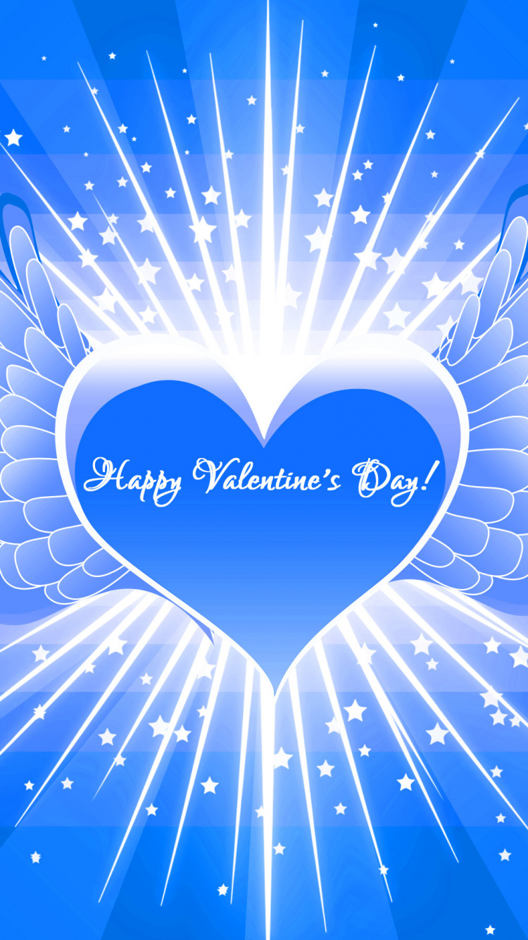 Valentines Day, Blue, Electric Blue, Heart, Graphics. Wallpaper in 750x1334 Resolution