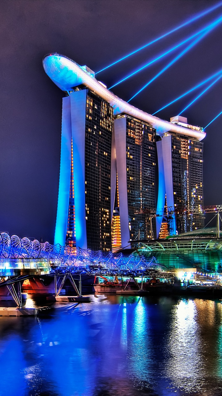 Blue and White Lighted Ferris Wheel. Wallpaper in 720x1280 Resolution