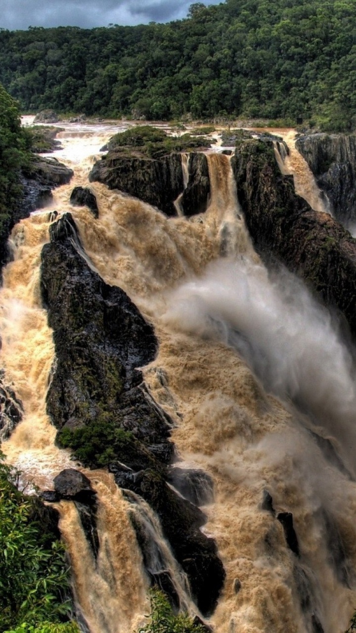 Waterfalls in The Middle of Green Trees. Wallpaper in 720x1280 Resolution