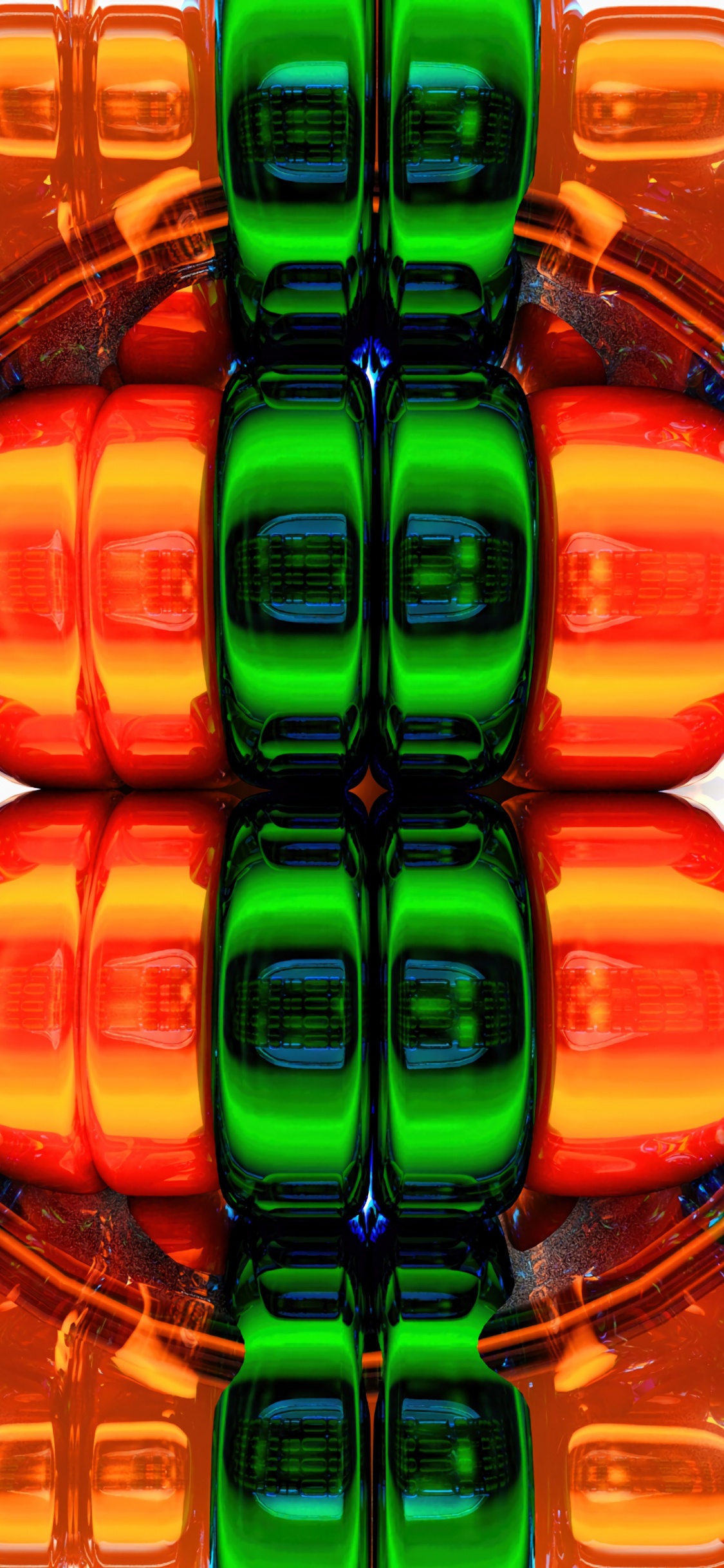 Orange Und Grüne Plastikflaschen. Wallpaper in 1125x2436 Resolution