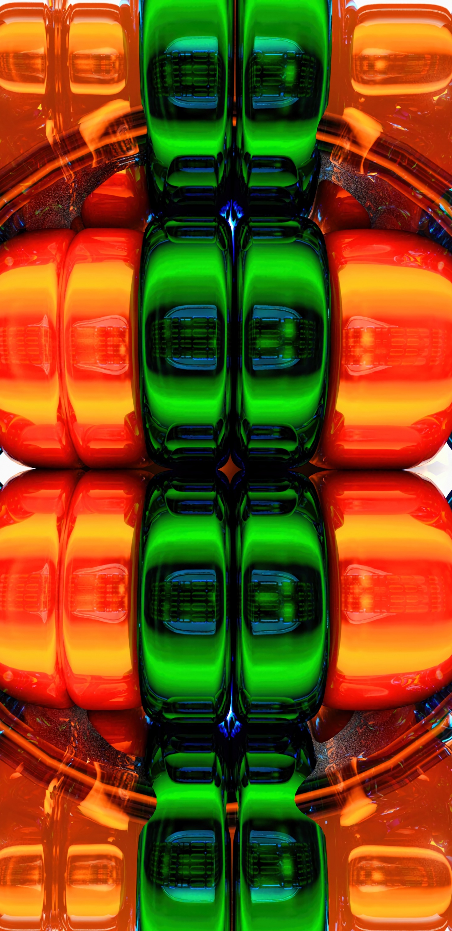 Bouteilles en Plastique Oranges et Vertes. Wallpaper in 1440x2960 Resolution