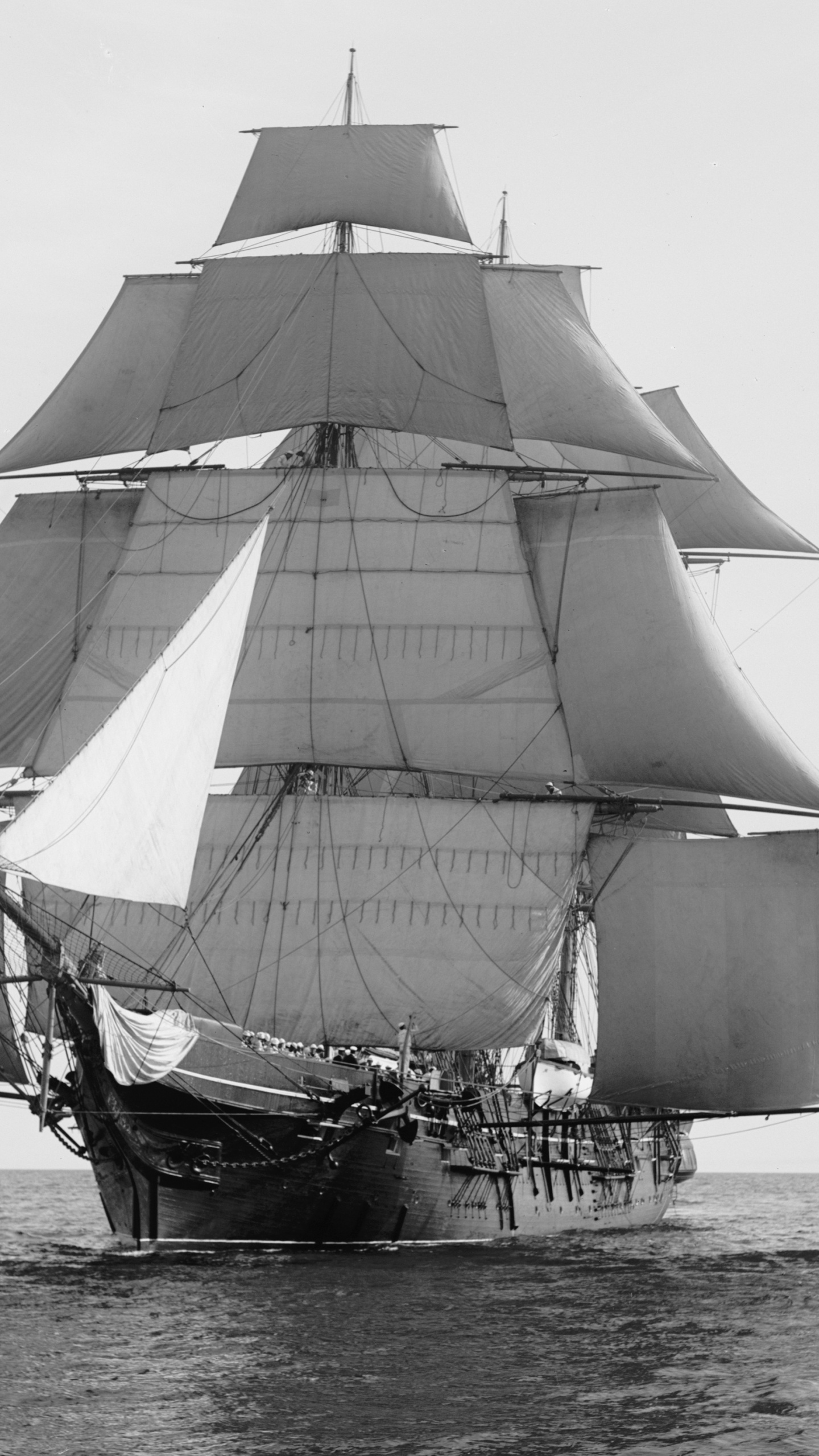 扬帆, 高船, Barquentine, 船只, 单桅帆船的战争 壁纸 1440x2560 允许