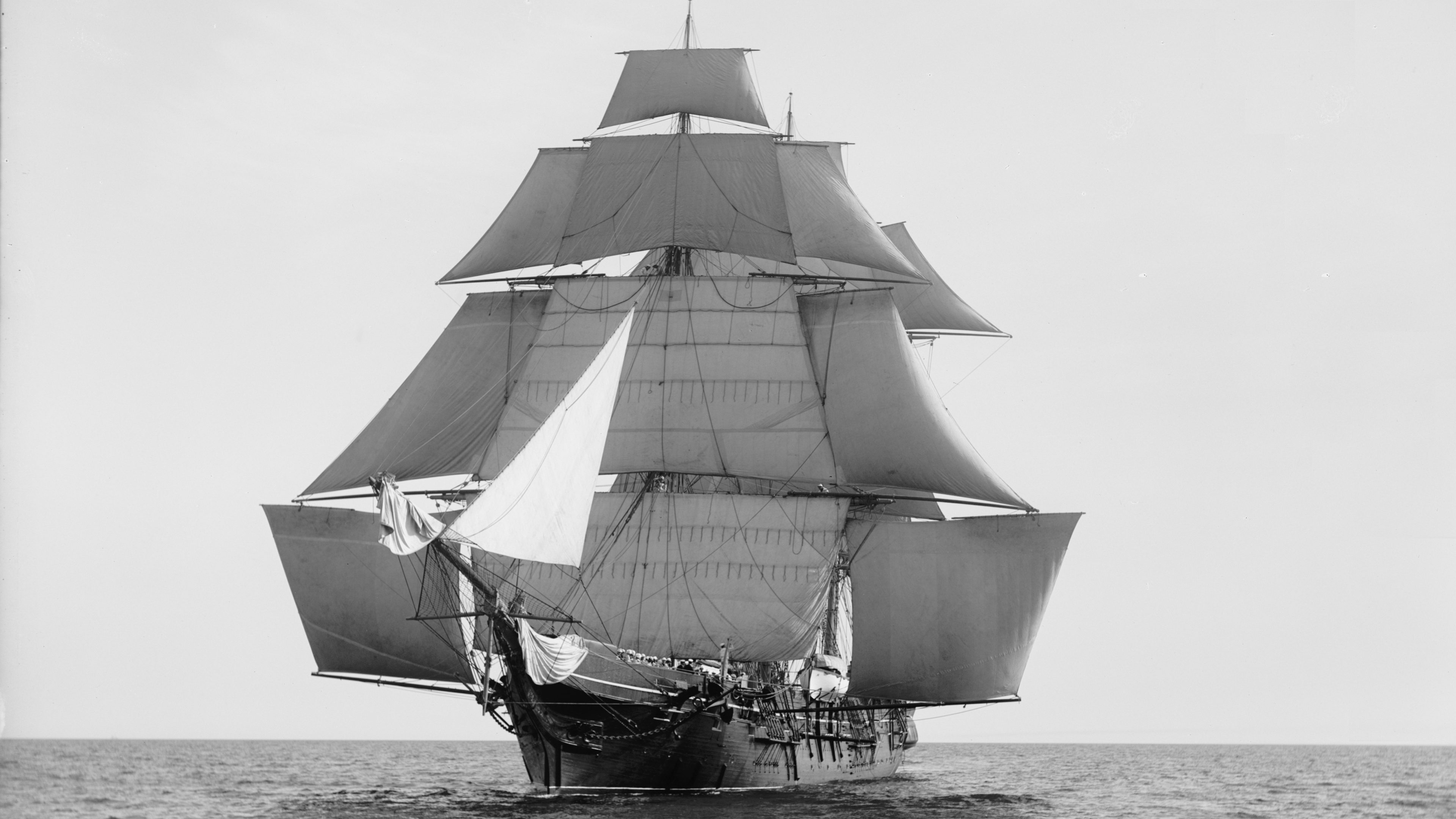 扬帆, 高船, Barquentine, 船只, 单桅帆船的战争 壁纸 3840x2160 允许
