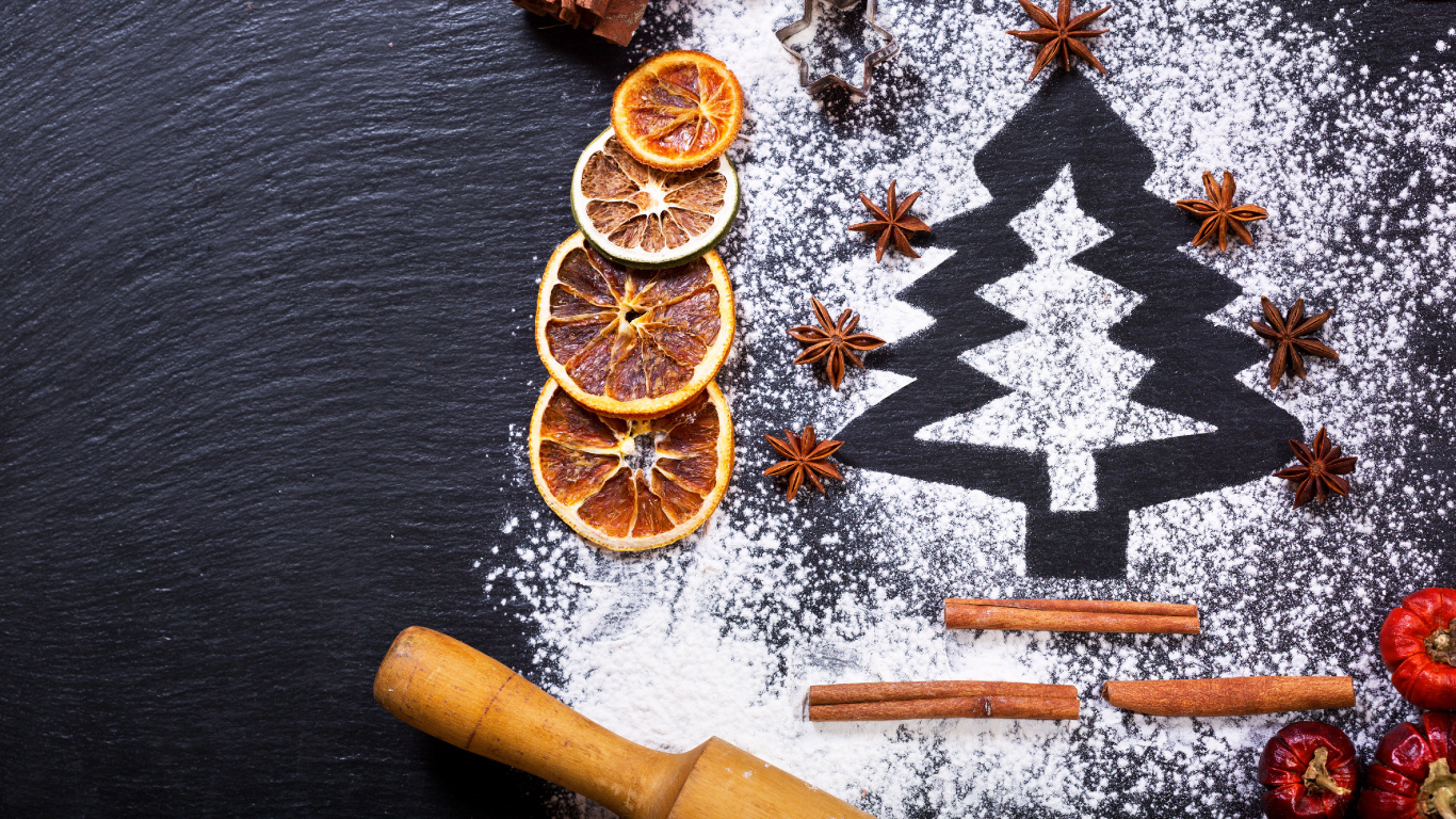 New Year, Christmas, Flour Christmas, Pasta, Bakery. Wallpaper in 1366x768 Resolution