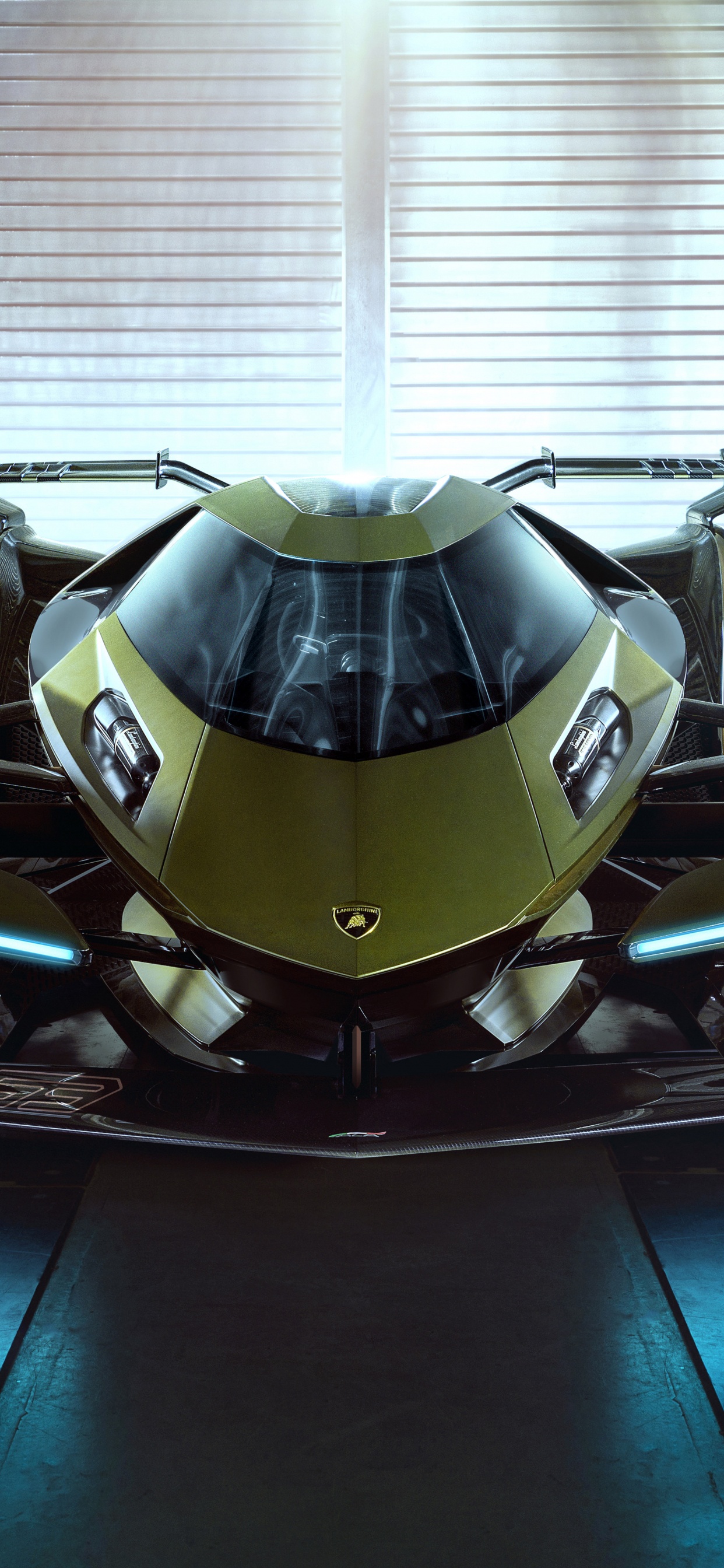 Voiture de Sport or et Noir. Wallpaper in 1242x2688 Resolution