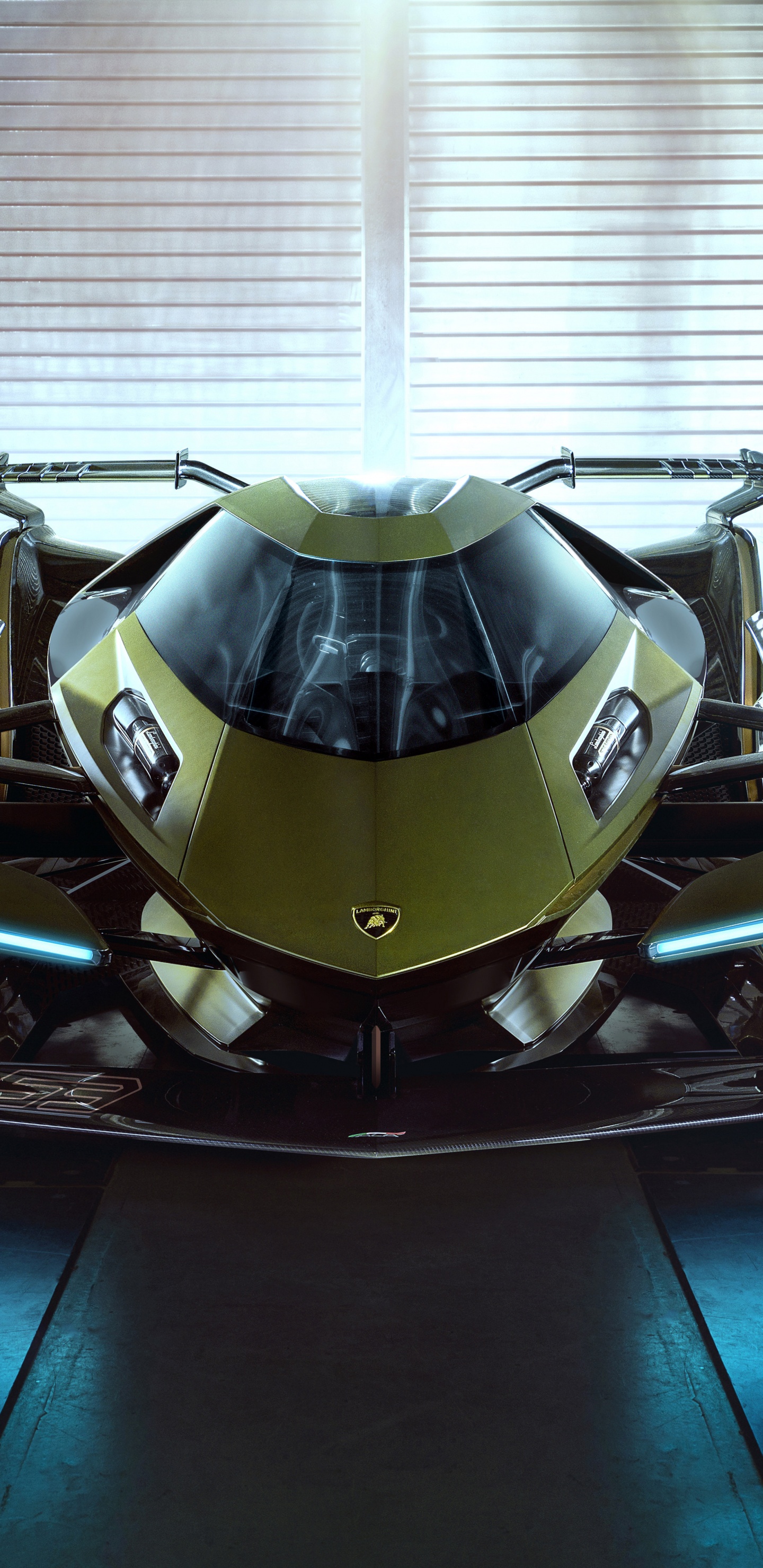 Voiture de Sport or et Noir. Wallpaper in 1440x2960 Resolution