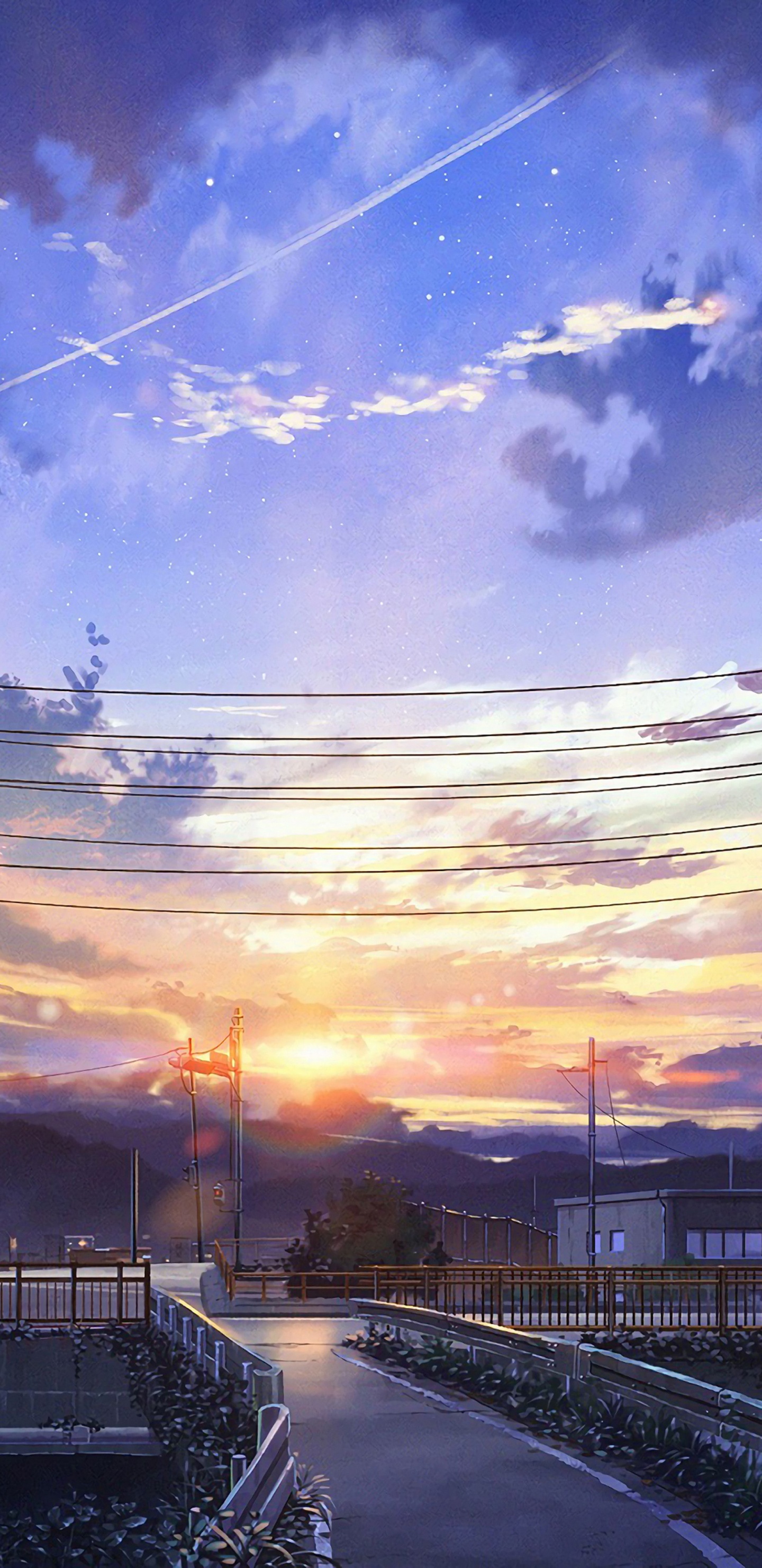 Anime, Kunst, Landschaftsmalerei, Theatralische Landschaft, Cloud. Wallpaper in 1440x2960 Resolution