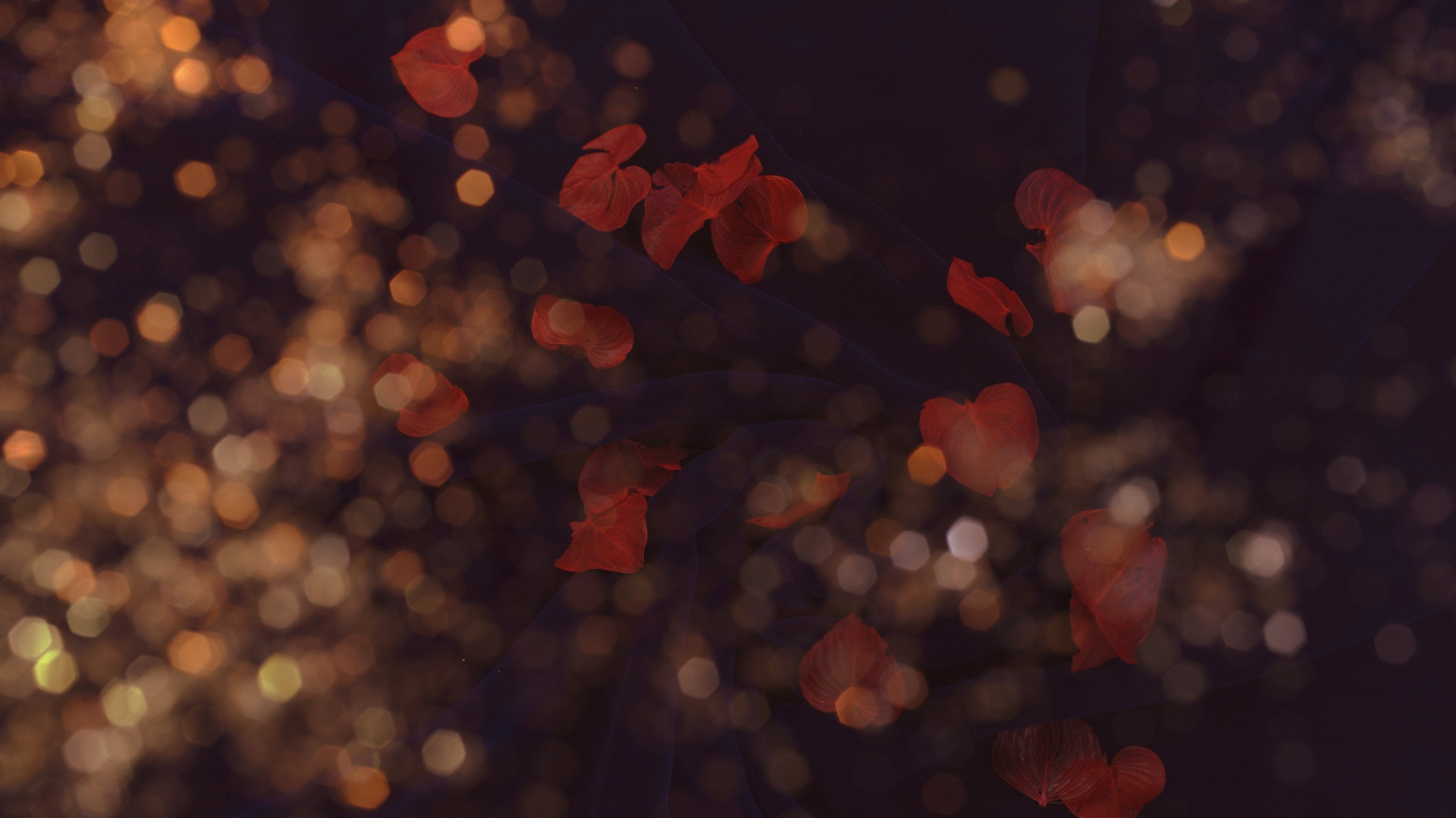 Luces Bokeh Rojas y Amarillas. Wallpaper in 1366x768 Resolution