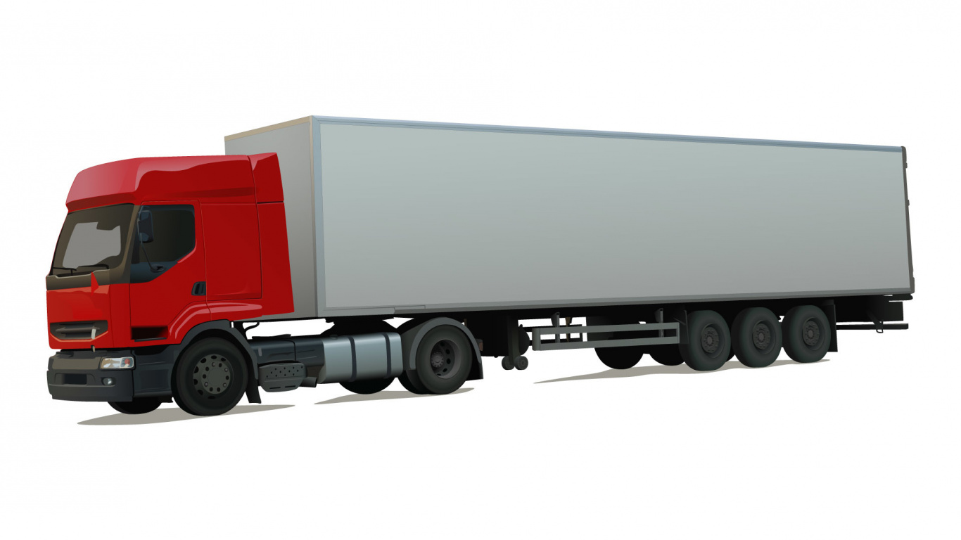 Red and White Freight Truck. Wallpaper in 1366x768 Resolution