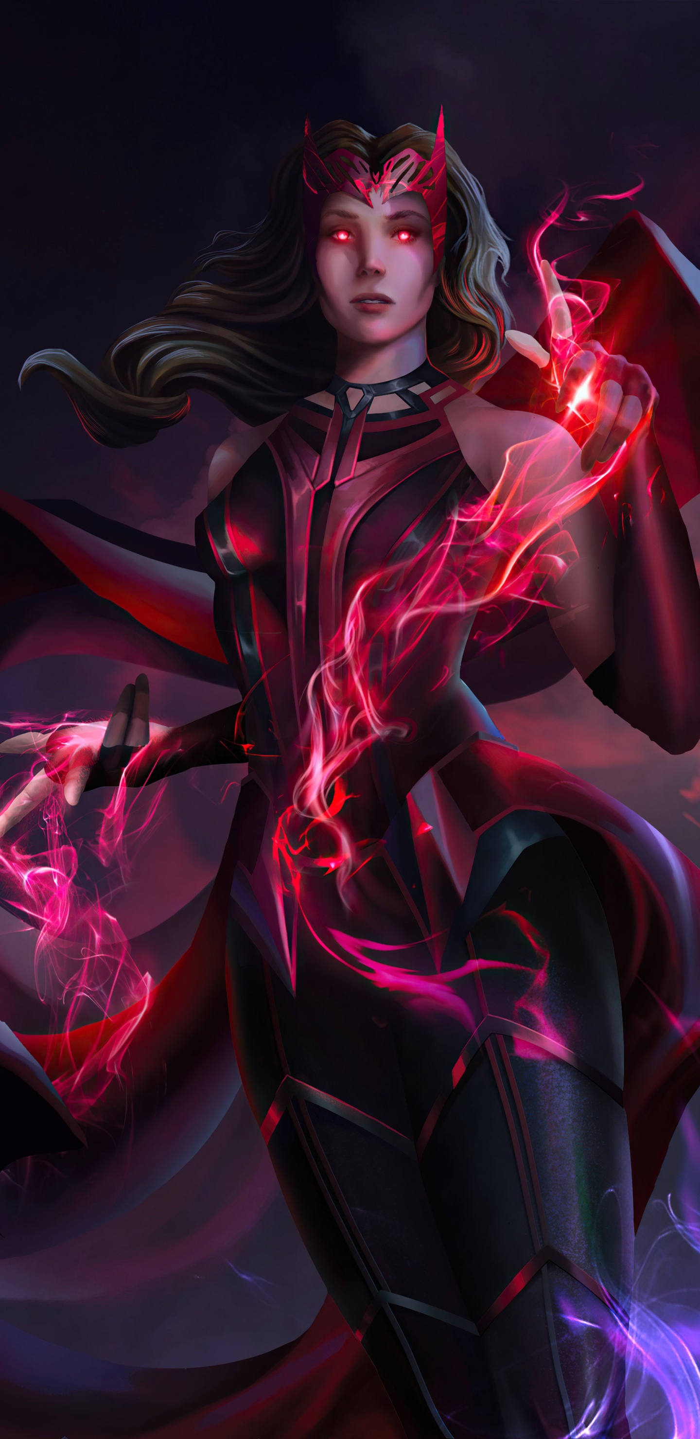 Wanda Maximoff, Wandavision, Vision, Marvel Comics, Superhéroe. Wallpaper in 1440x2960 Resolution