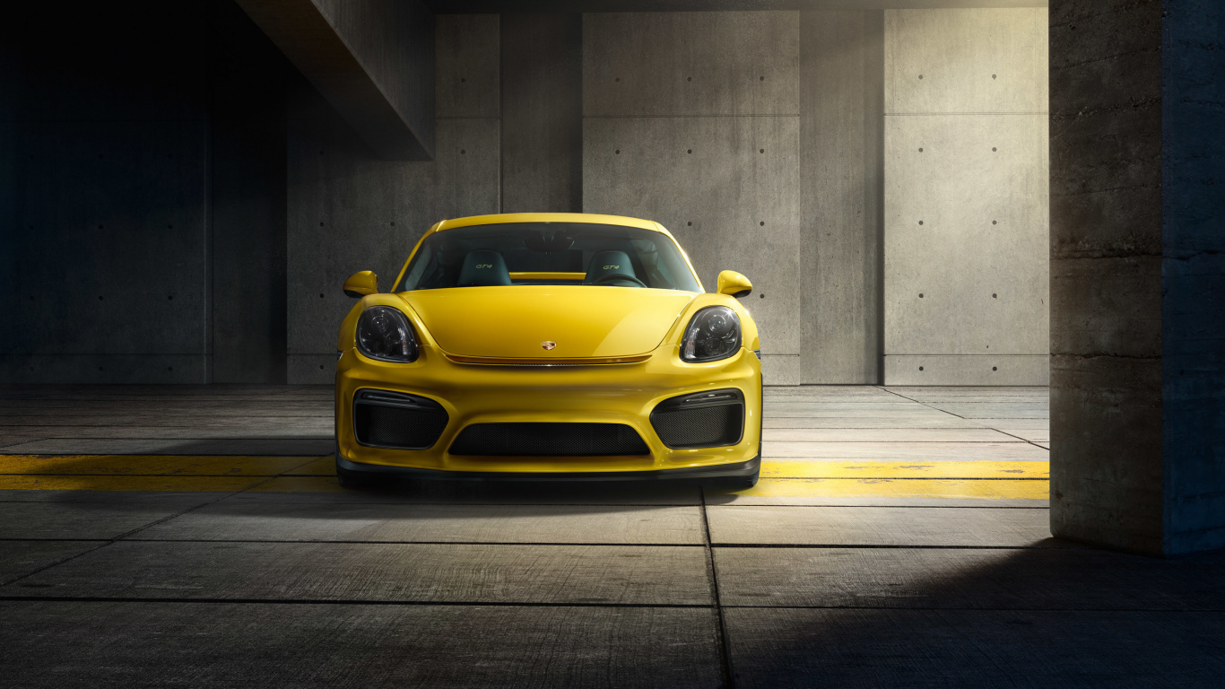 Yellow Chevrolet Camaro Parked on Gray Concrete Road. Wallpaper in 1366x768 Resolution