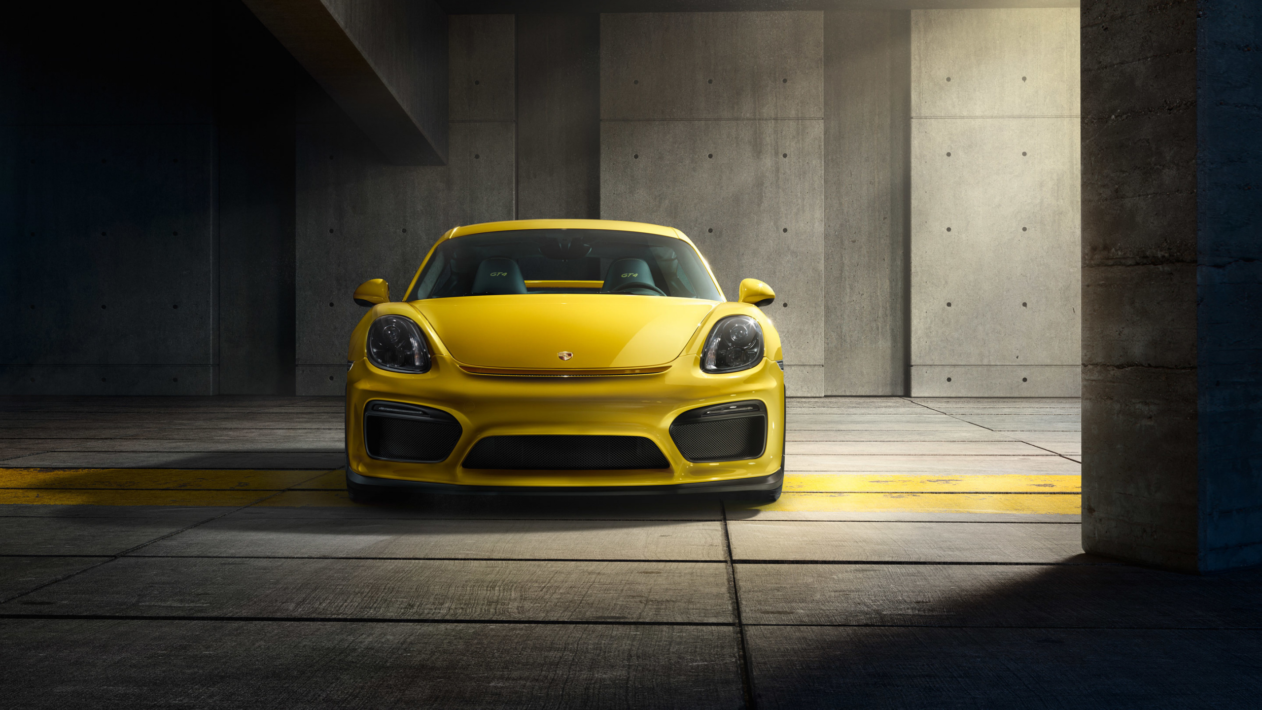 Yellow Chevrolet Camaro Parked on Gray Concrete Road. Wallpaper in 2560x1440 Resolution