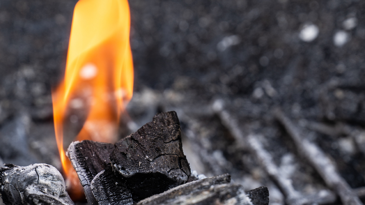 Flamme, Holzkohle, Feuer, Asche, Hitze. Wallpaper in 1280x720 Resolution