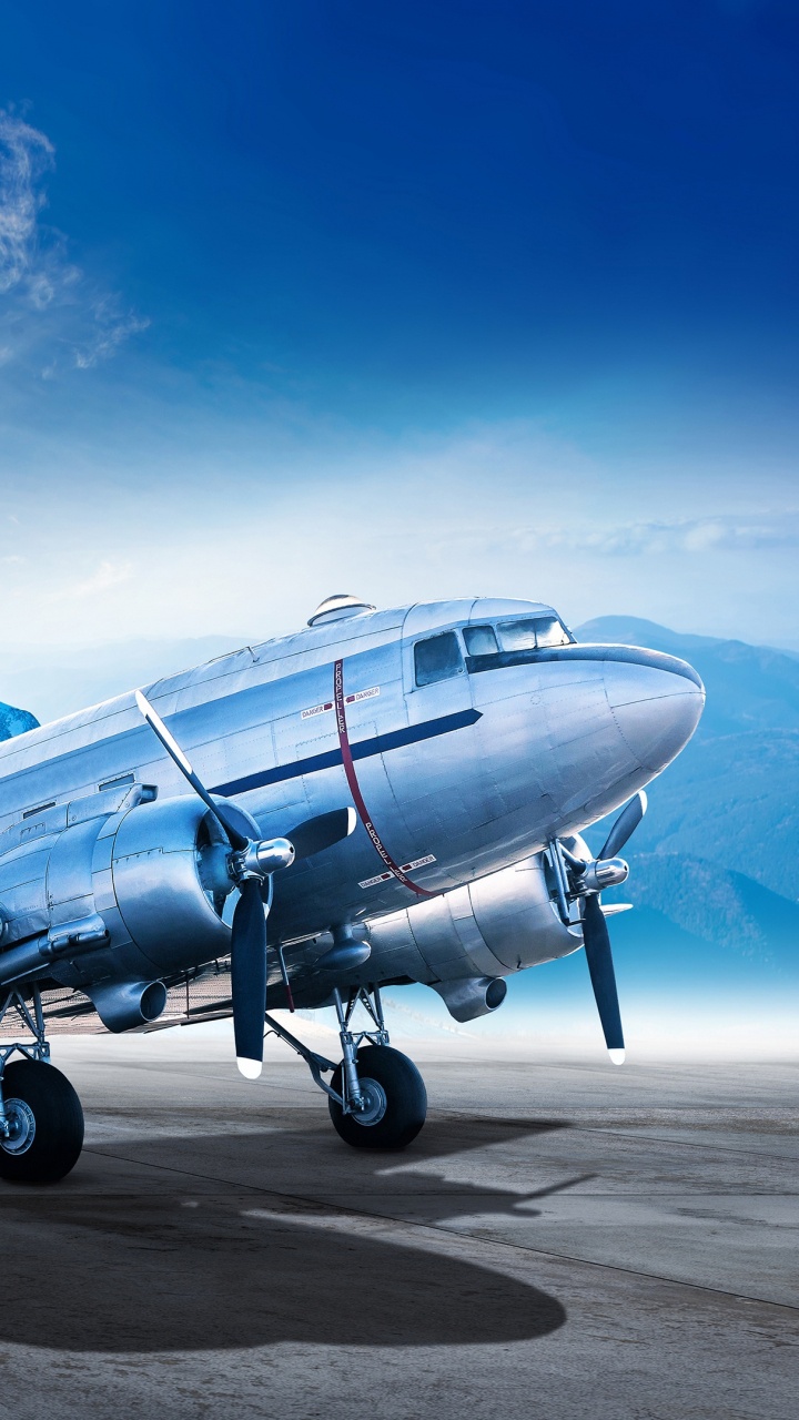 Blue Airplane on Airport During Daytime. Wallpaper in 720x1280 Resolution