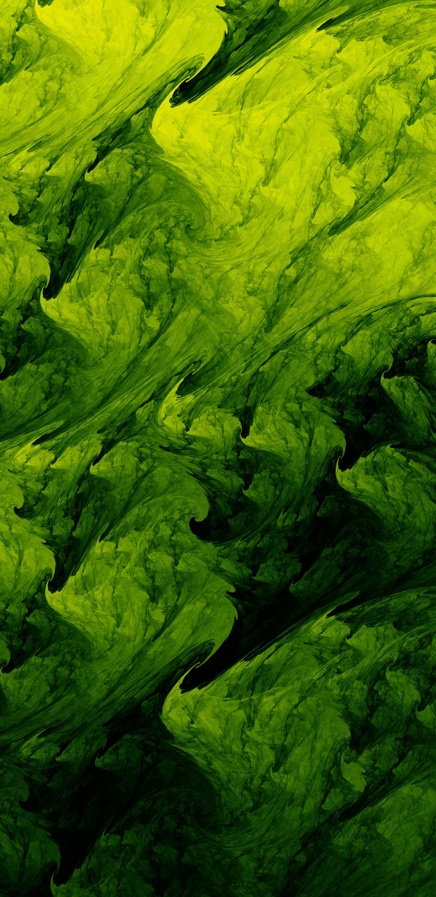 Pintura Abstracta Verde y Negra. Wallpaper in 1440x2960 Resolution