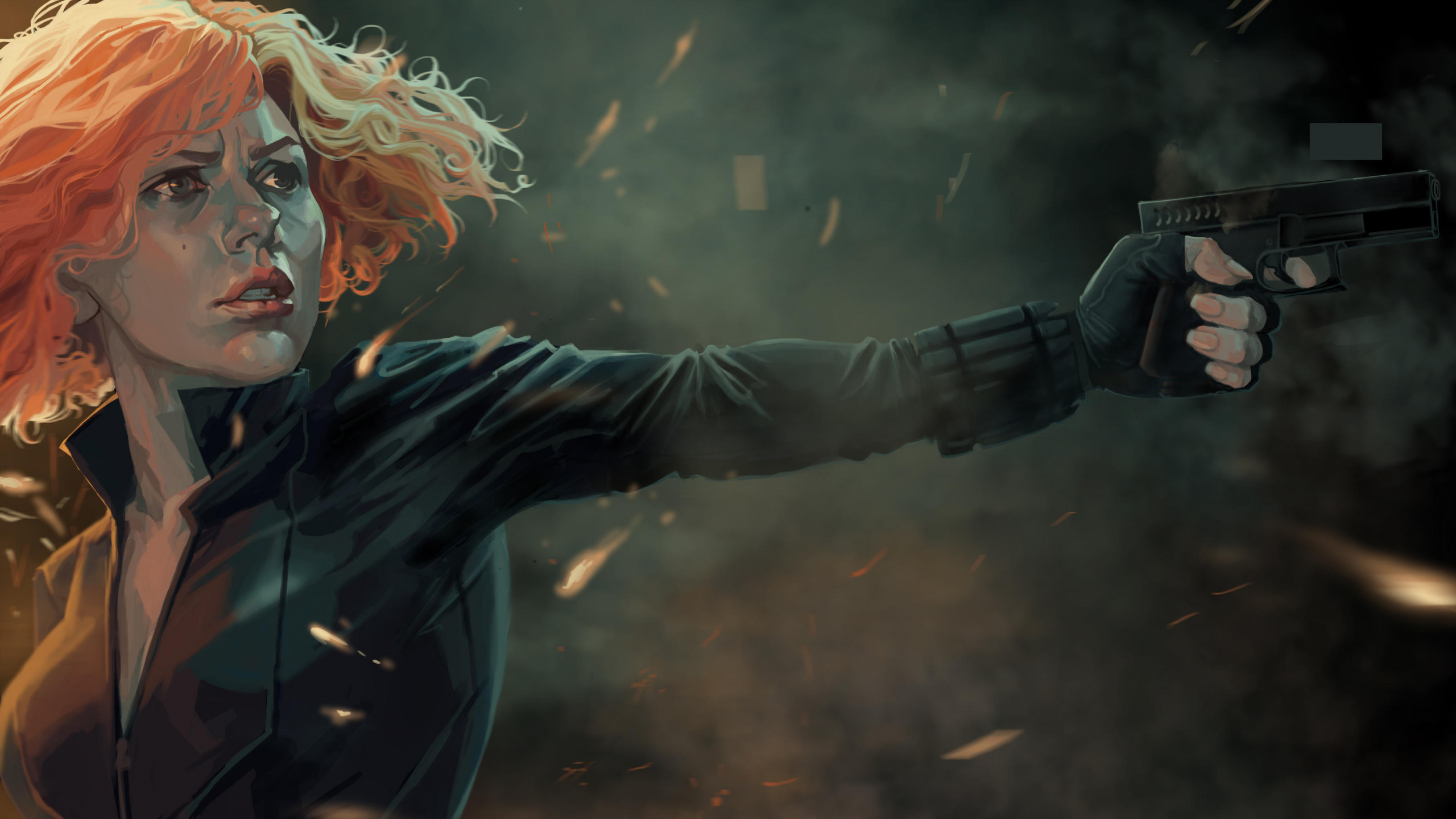 Femme en Blouson de Cuir Noir Aux Cheveux Blancs. Wallpaper in 2560x1440 Resolution