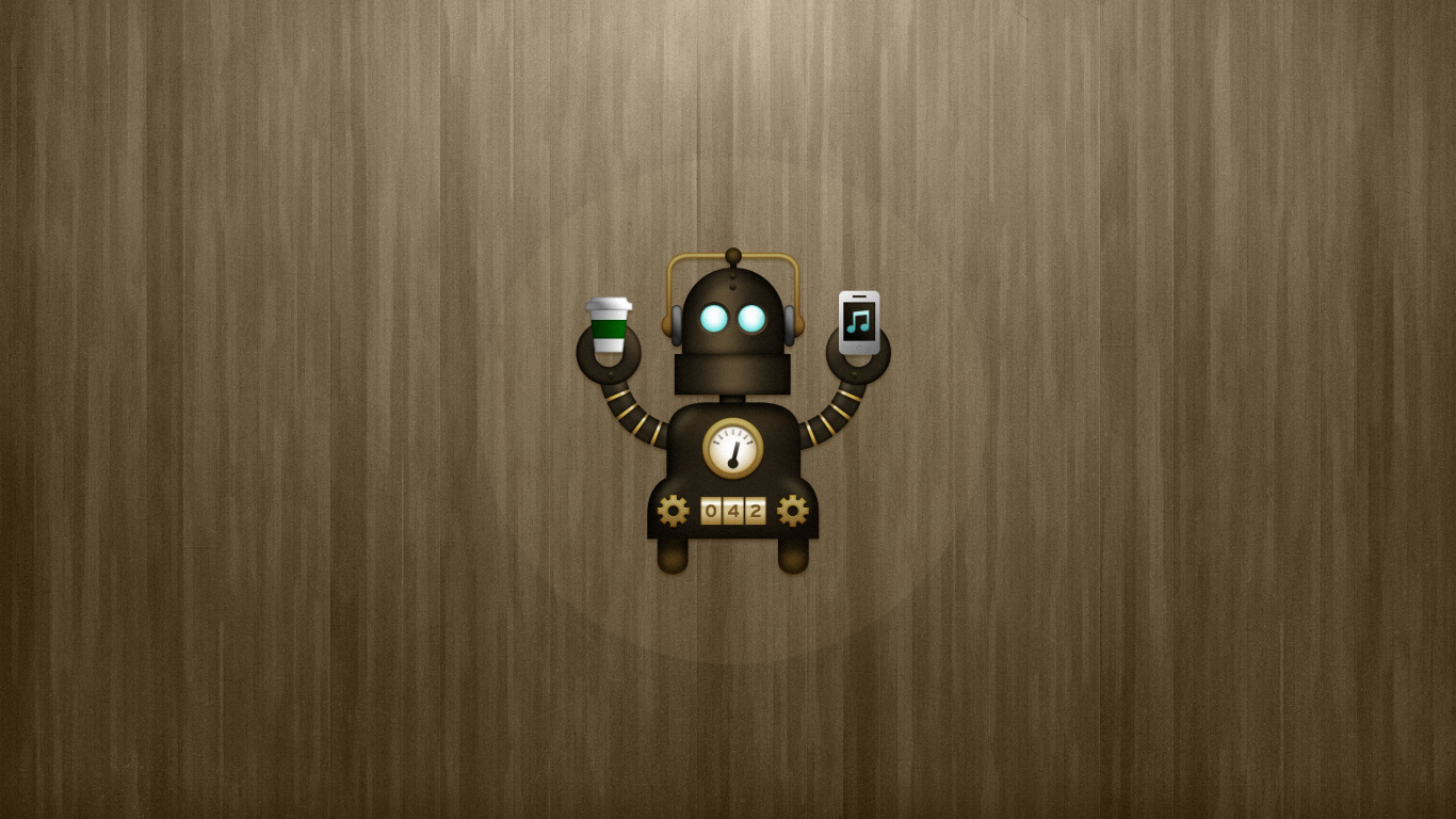 Schwarz-gelbes Roboterspielzeug. Wallpaper in 1366x768 Resolution