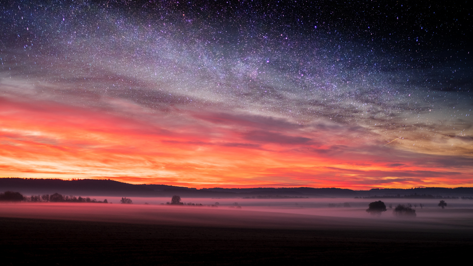日落, 余辉, 地平线, 性质, 日出 壁纸 1920x1080 允许