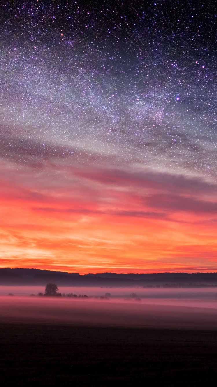 日落, 余辉, 地平线, 性质, 日出 壁纸 750x1334 允许