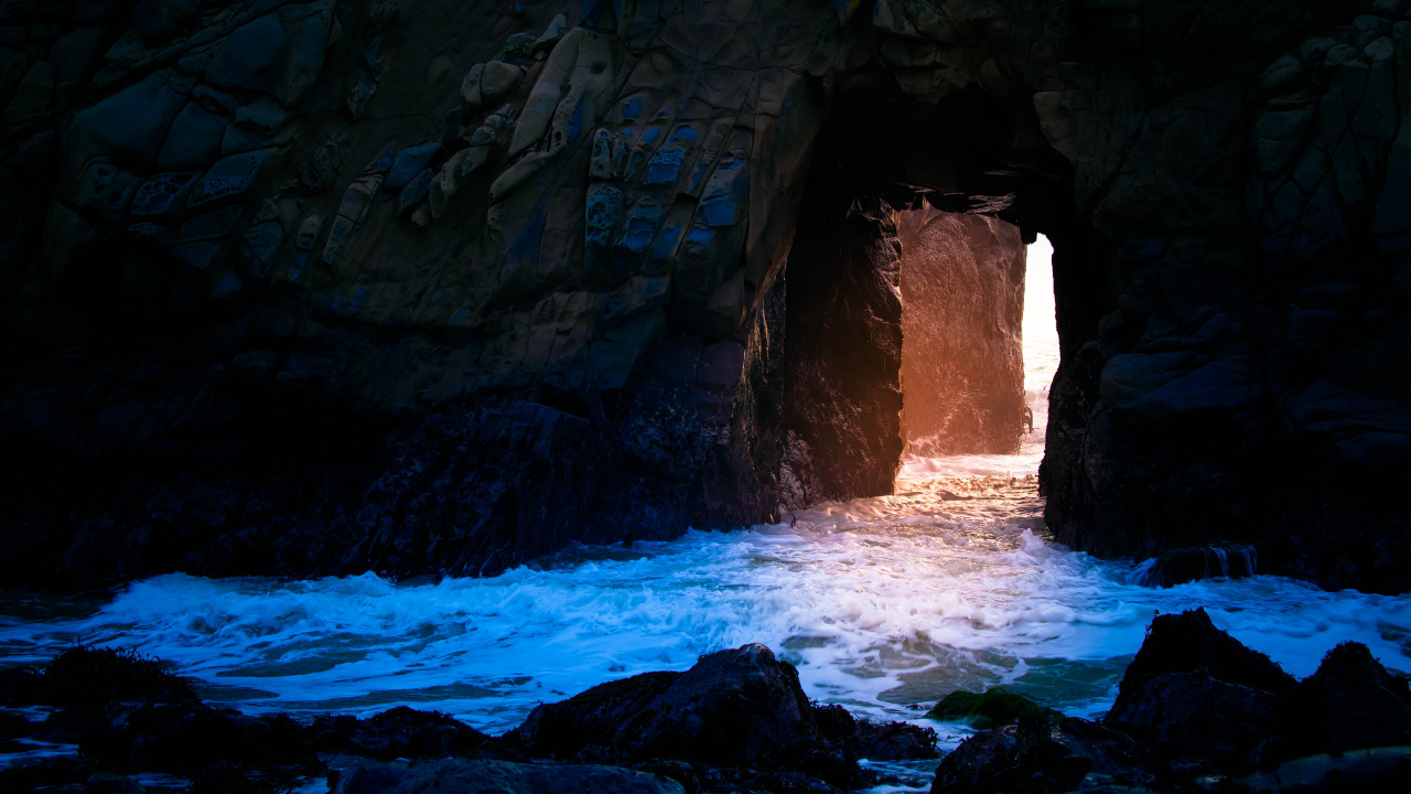 la Grotte de la Mer, Formation, Lac Souterrain, Eau, Obscurité. Wallpaper in 1280x720 Resolution