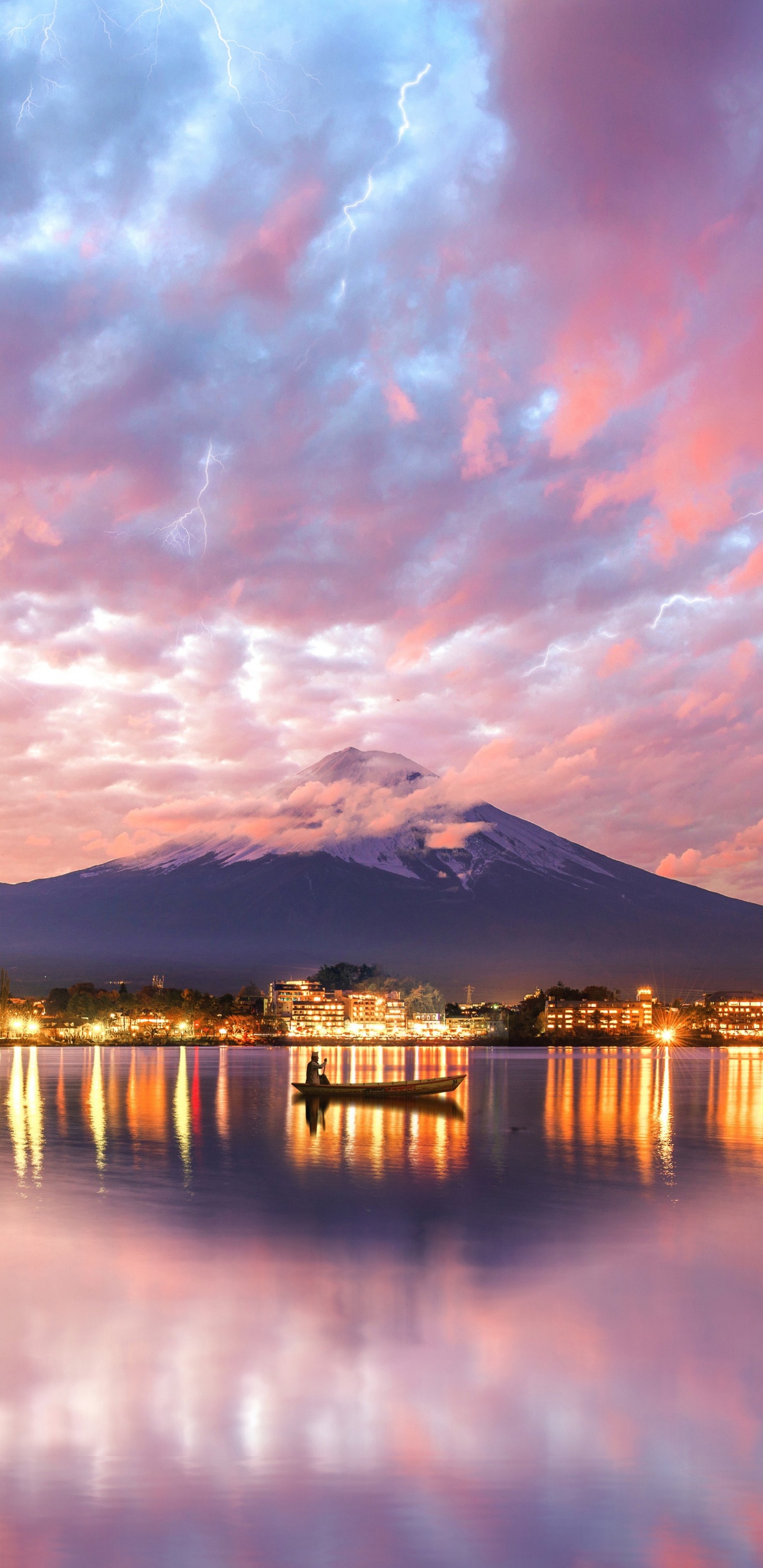 Réflexion, Nature, Afterglow, Horizon, Eau. Wallpaper in 1440x2960 Resolution