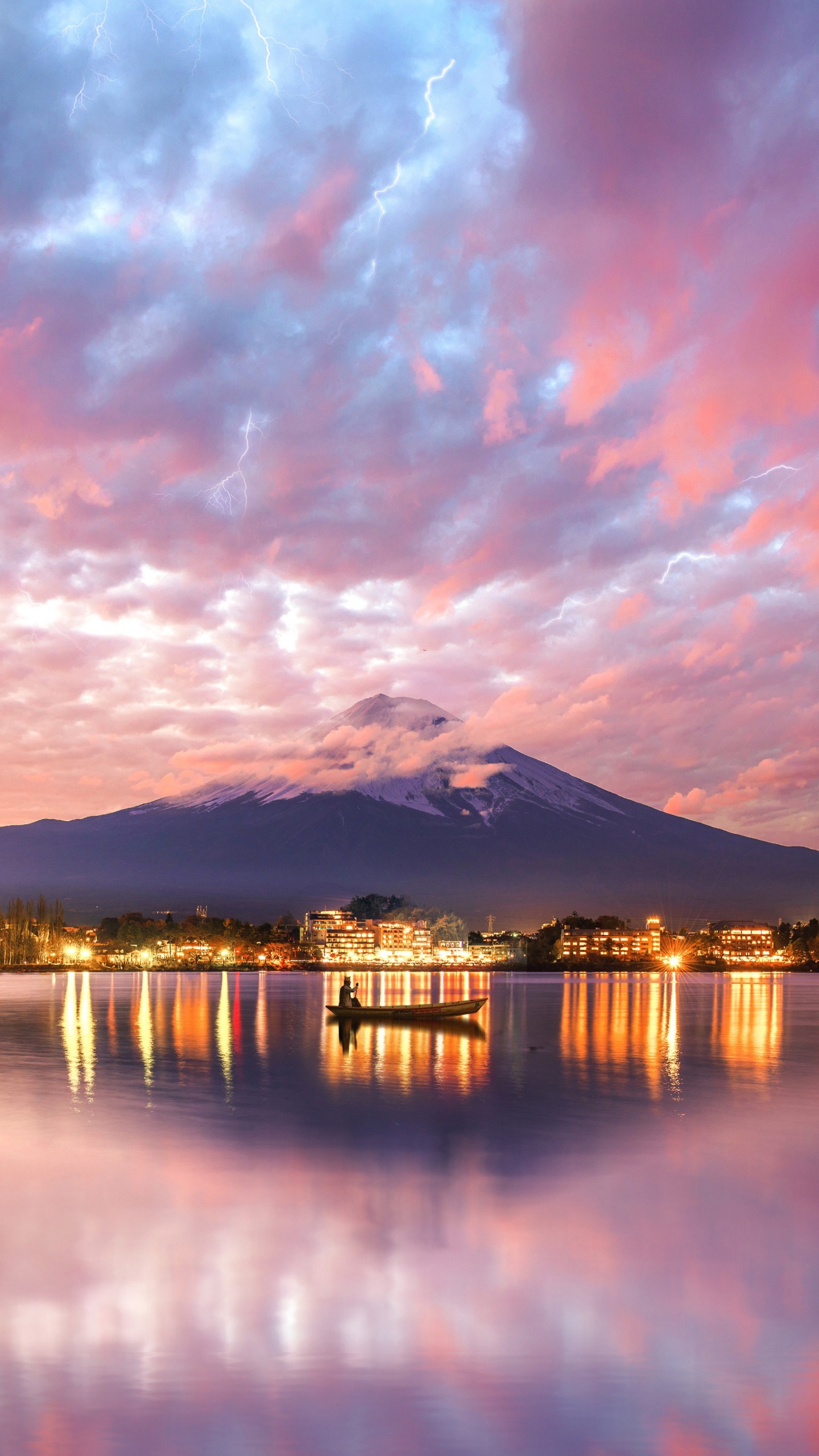 Reflexion, Natur, Cloud, Afterglow, Sonnenuntergang. Wallpaper in 1440x2560 Resolution