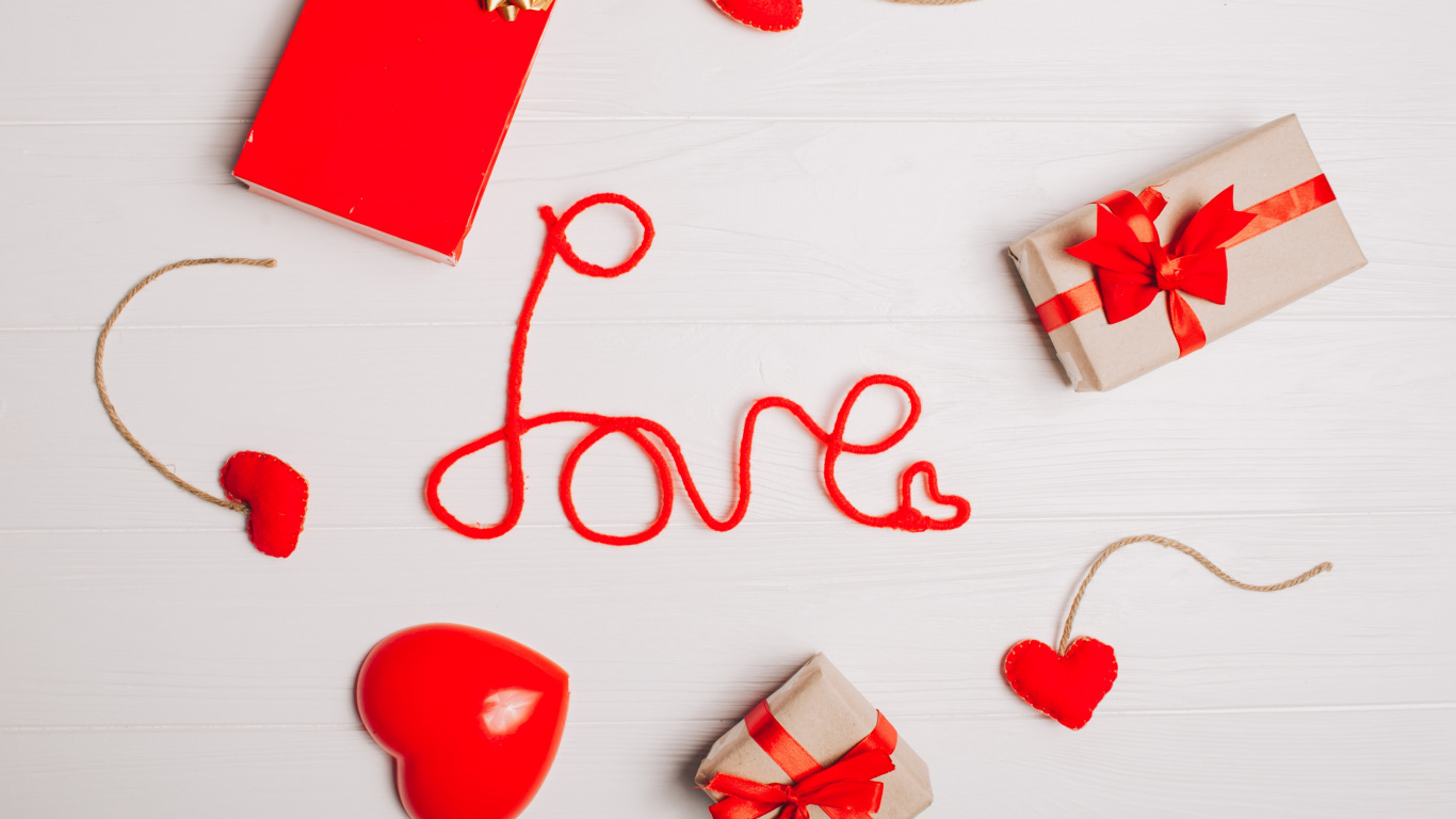 Valentines Day, Red, Heart, Love, Christmas Ornament. Wallpaper in 1366x768 Resolution