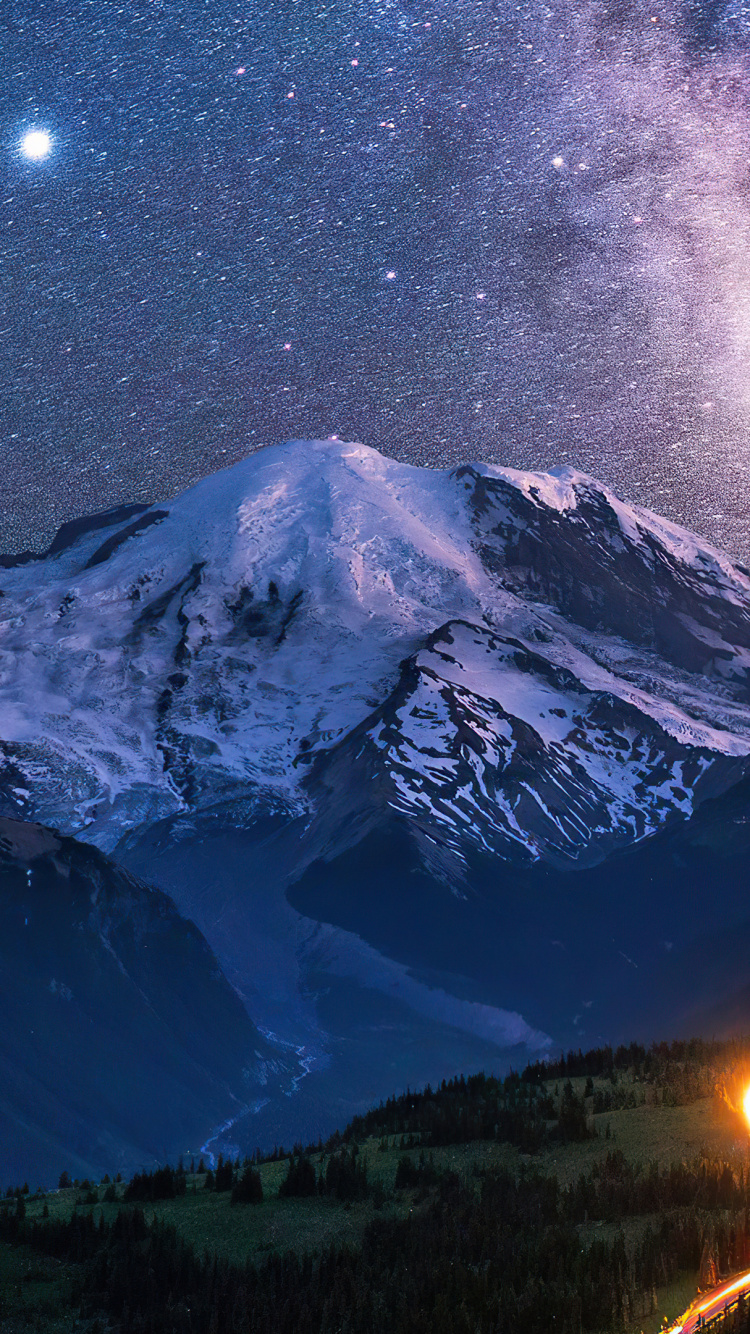 Milky Way, Mount Saint Helens, Galaxy, Atmosphere, Mountain. Wallpaper in 750x1334 Resolution