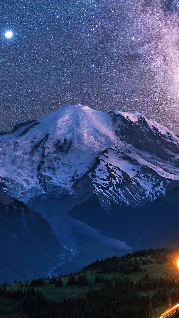 Voie Lactée, Mont Saint Helens, Galaxie, Atmosphère, Lumière. Wallpaper in 720x1280 Resolution