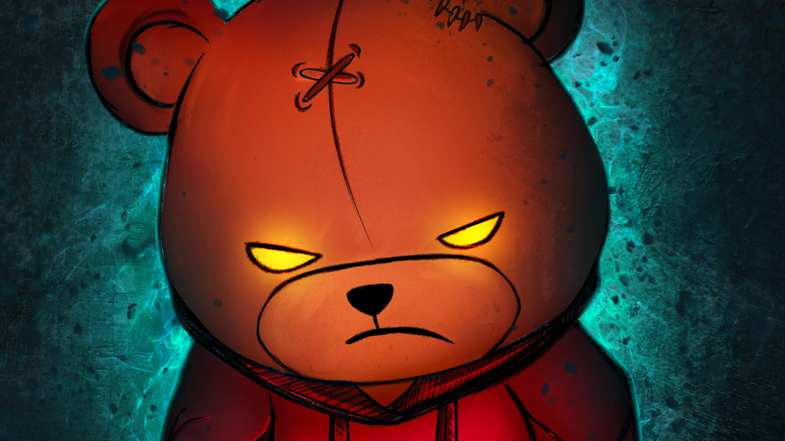 泰迪熊, 毛绒玩具, 棕熊, 鼻子, 橙色 壁纸 2560x1440 允许