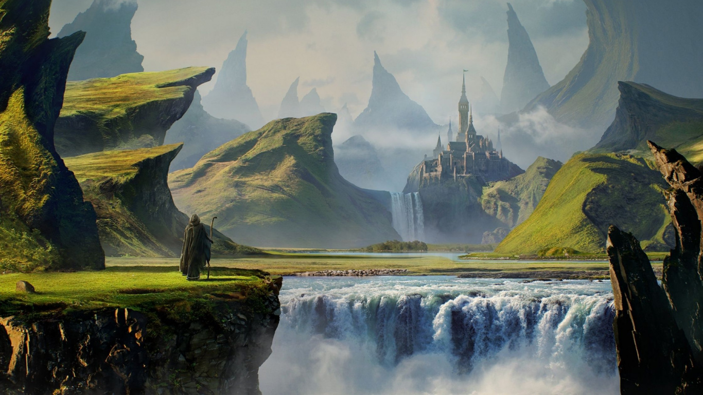 数码艺术, 风景画, 艺术, 自然景观, 性质 壁纸 1366x768 允许